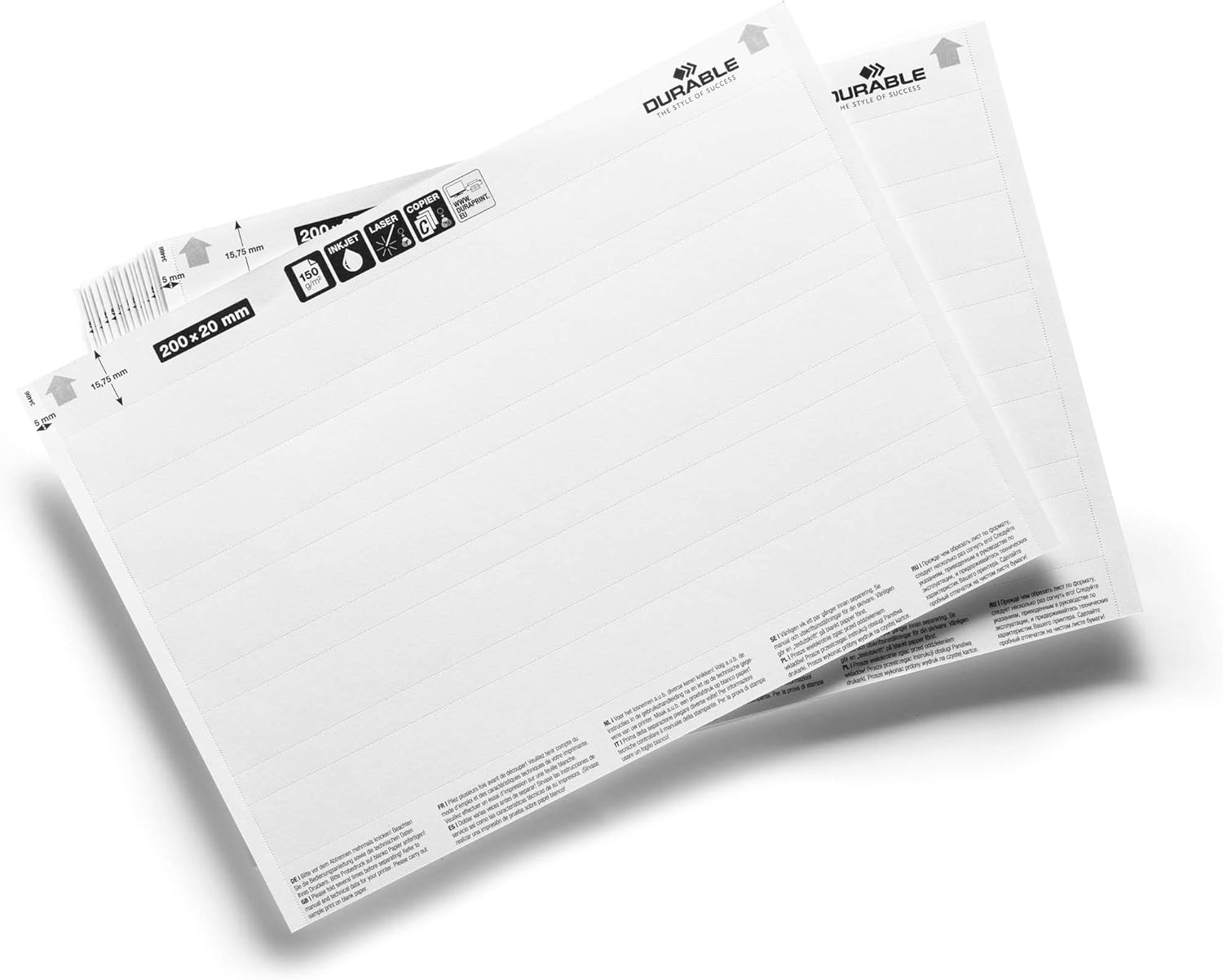 Thumbnail 3 de Durable Einsteckschilder Label Refill weiß für 200×40 mm (60 Schilder) – kompatibel u. a. mit SCANFIX/LABELFIX