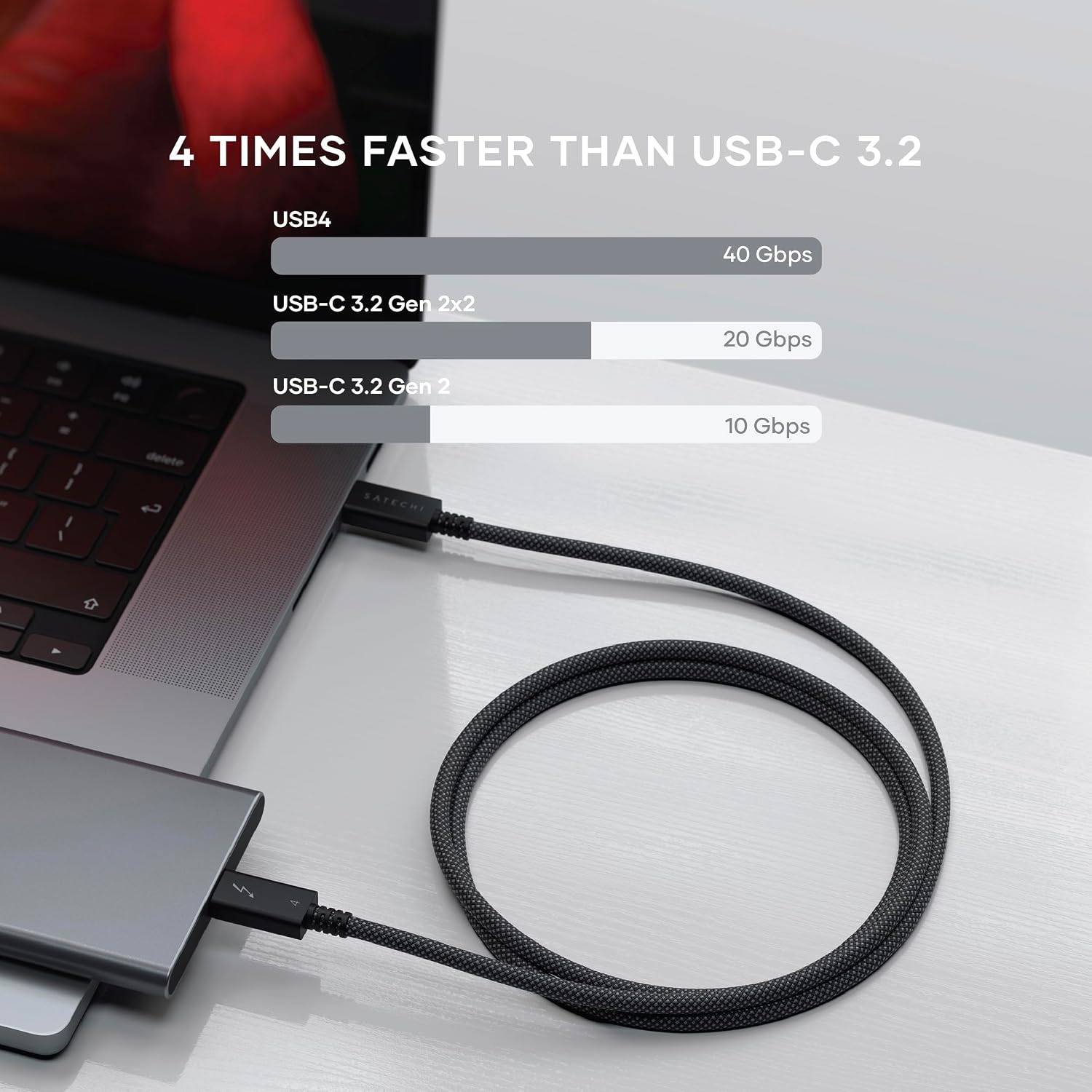 Detalle de Satechi Cavo certificato USB‑C Thunderbolt 4 (1 m) fino a 240W, 8K@60Hz e 40Gbps