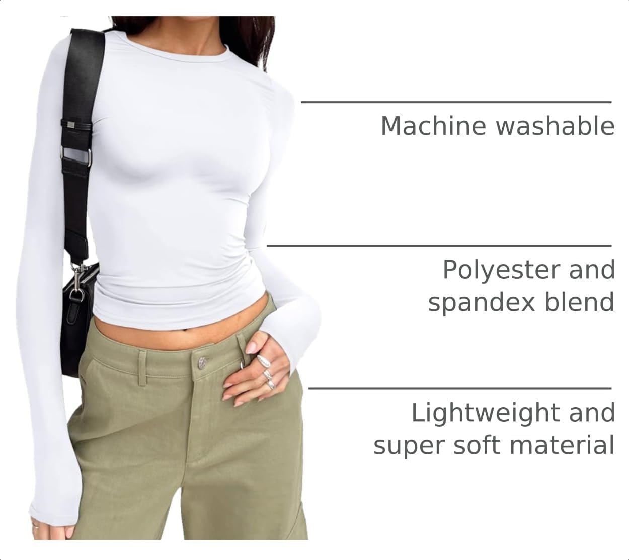 Detalle 2 de Trendy Queen Crop Long Sleeve Top 88% Polyester