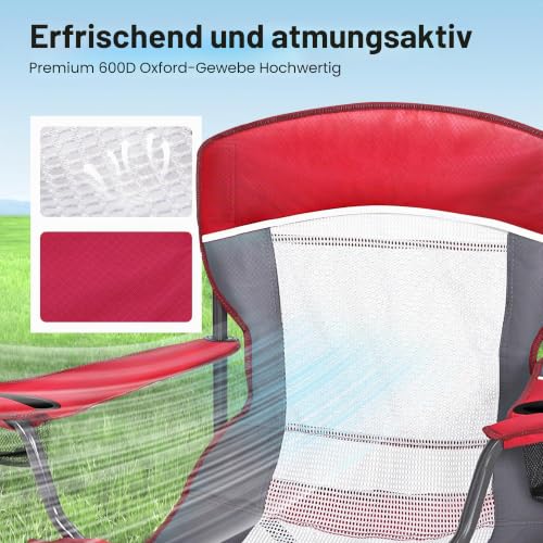 Detalle de HIGH POINT SPORTS Campingstuhl Faltbar Angelstuhl mit Mesh-Rücken – stabil, leicht und vielseitig