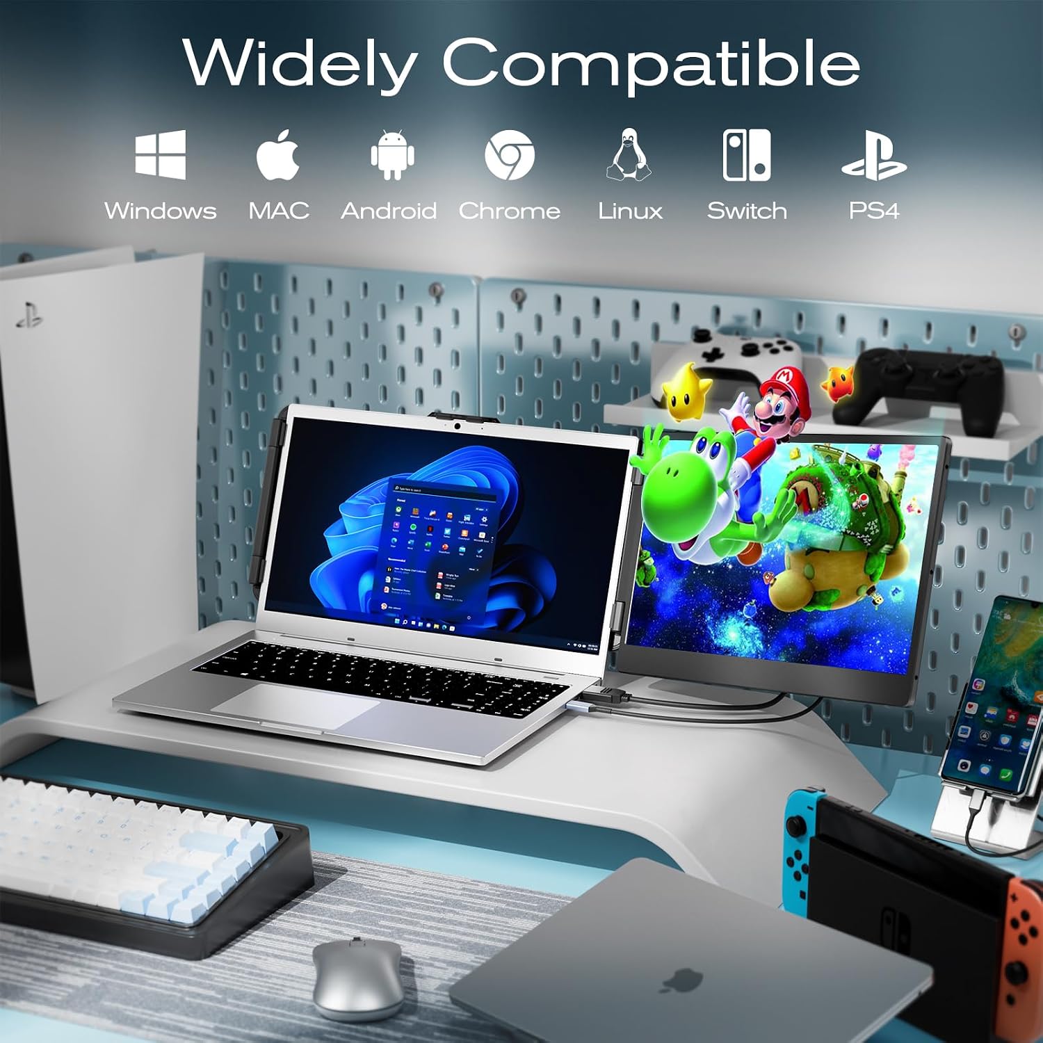 Thumbnail 6 de Teamgee Laptop Monitor Erweiterung 14" FHD IPS – Tragbarer Dual-Screen Monitor mit integrierter Stand- und Lautsprecherlösung