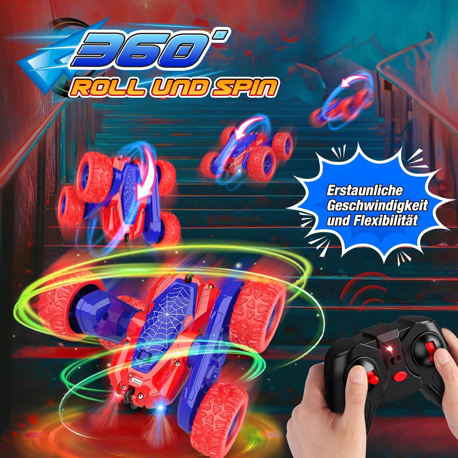 Thumbnail 1 de Dreamlandia Ferngesteuertes Auto ab 3–10 Jahren (2,4 GHz) mit 360° Flip, LED & 4WD