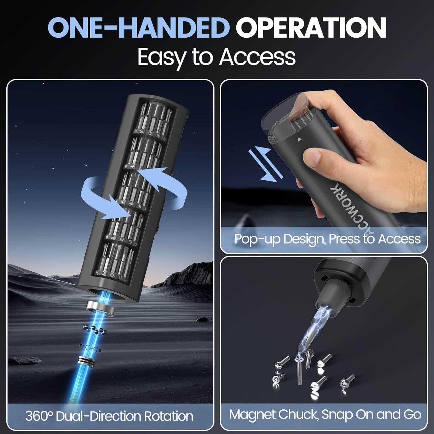 Thumbnail 4 de Mini Electric Screwdriver 78-in-1 Precision Set with Magnetic Bits, 5 Torque Settings & LED Lights