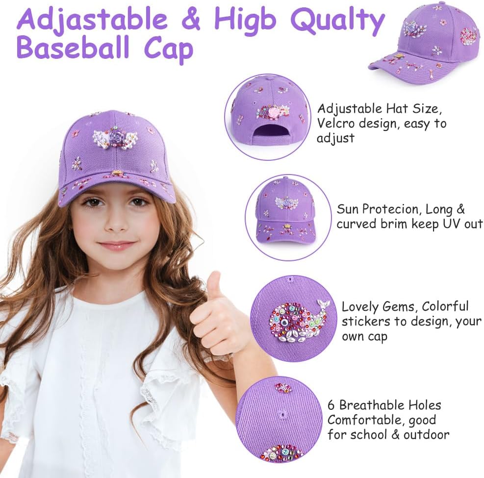 Detalle de Aomig Cappello Baseball Bambino con Adesivi Strass: Protezione UV e Creatività per i più piccoli