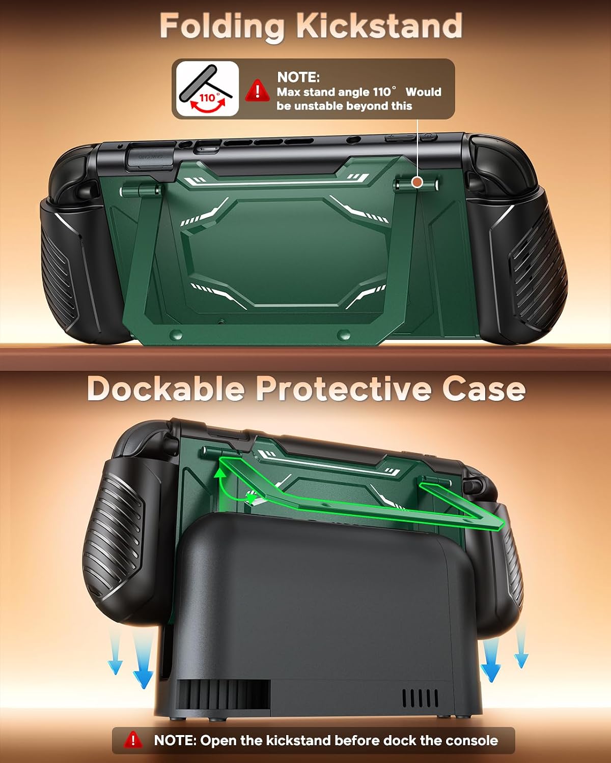 Detalle de FYOUNG Dockable Protective Case for Nintendo Switch 2 with Front Cover, Kickstand and 12 Card Slots