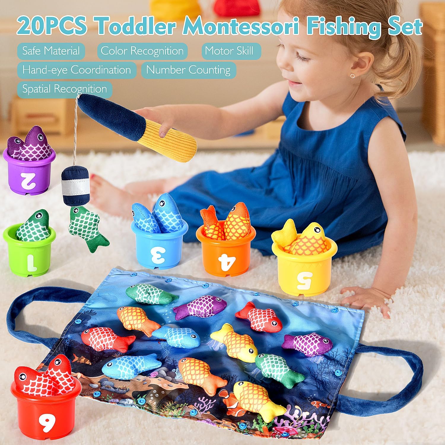 Thumbnail 1 de Yitical Montessori Fishing Set 20pcs 🎣