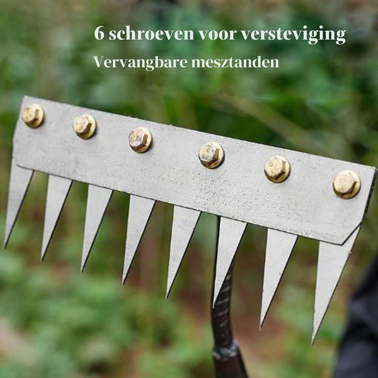 Detalle de Secwell FO210 tuinhak met 8 tanden van ijzer voor wieden en grond losmaken