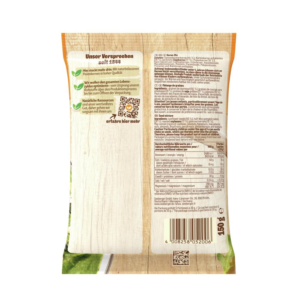 Thumbnail 1 de Seeberger Vital-Kerne-Mix 5x150 g – knackige Sonnenblumen-, Kürbis-, Pinien- und Sojakerne für Salat & Snacks