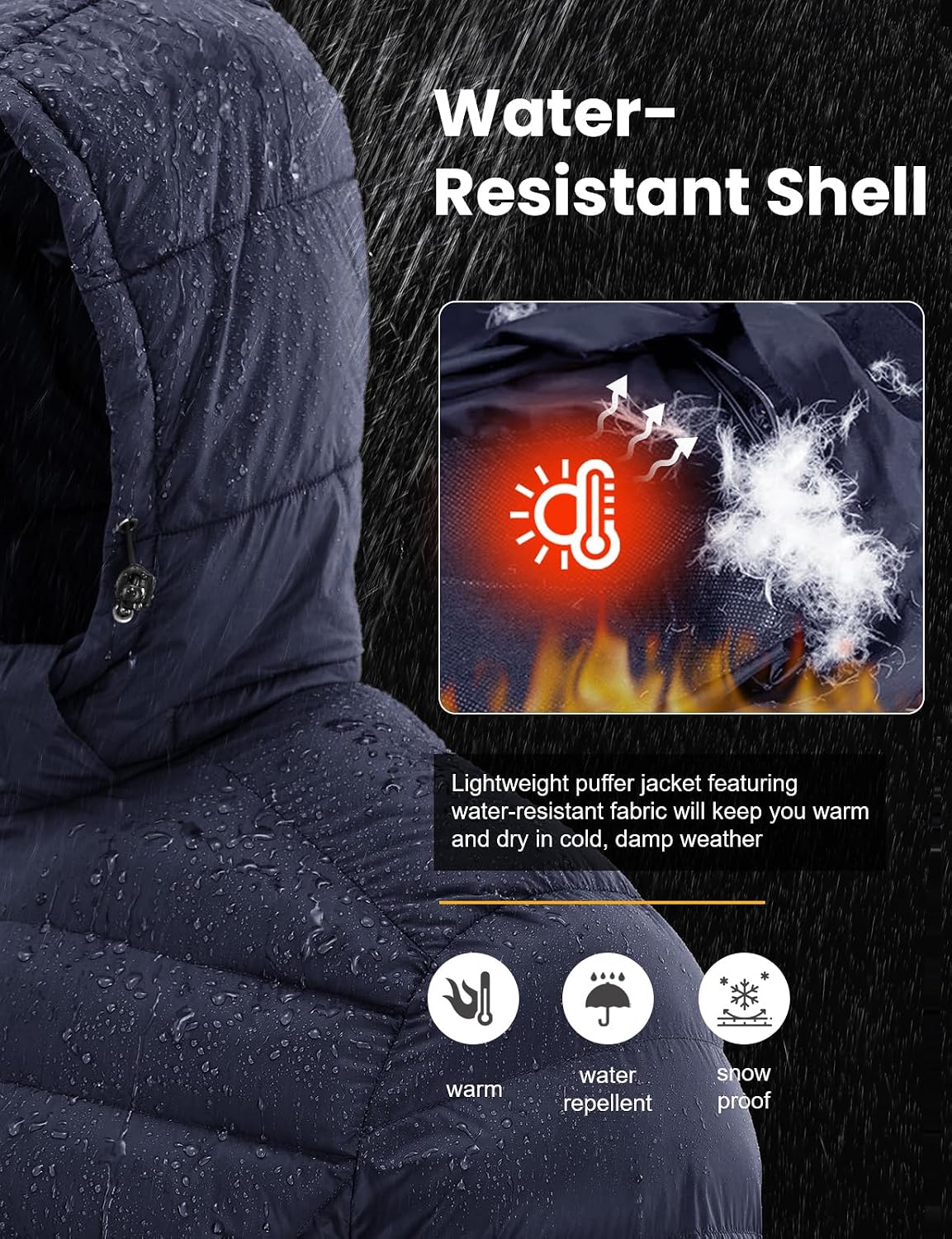 Thumbnail 6 de TBMPOY Men’s Lightweight Puffer Jacket with Detachable Hood, Water-Resistant Finish