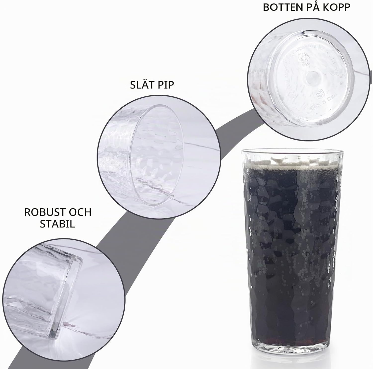Detalle de Yalin TG142 höga akrylglas, 24 oz, stapelbara och BPA-fria, 8-pack