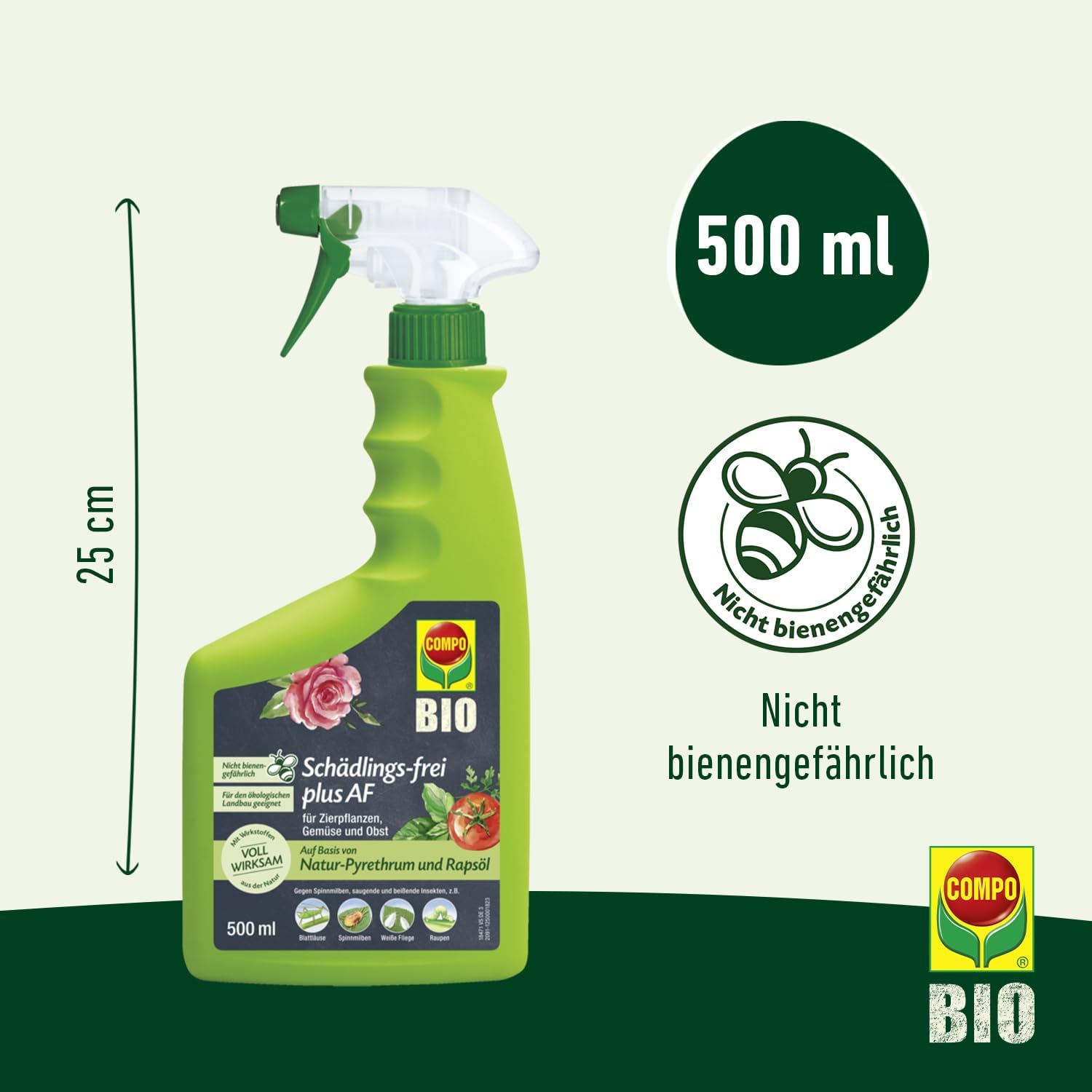 Detalle de COMPO Schädlings-frei plus AF – Sprühinsektizid gegen Blattläuse, Schildläuse, Woll- und Schmierläuse (500 ml)