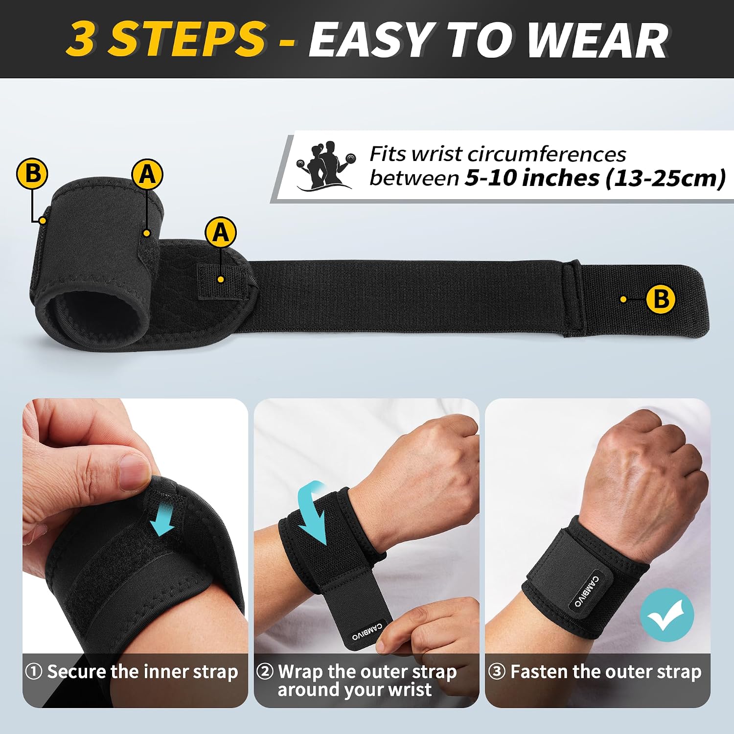 Thumbnail 4 de CAMBIVO Wrist Supports 2 Pack