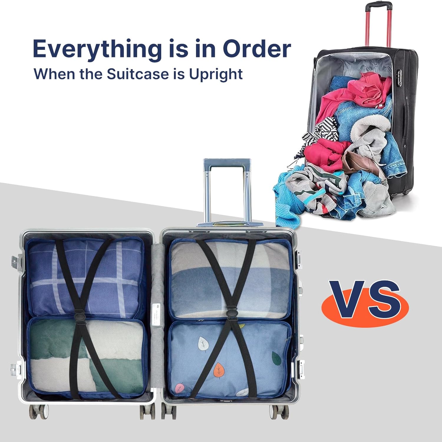 Detalle 2 de Extra Large Deep Packing Cubes 6 Pack (55×40×25cm) – Navy