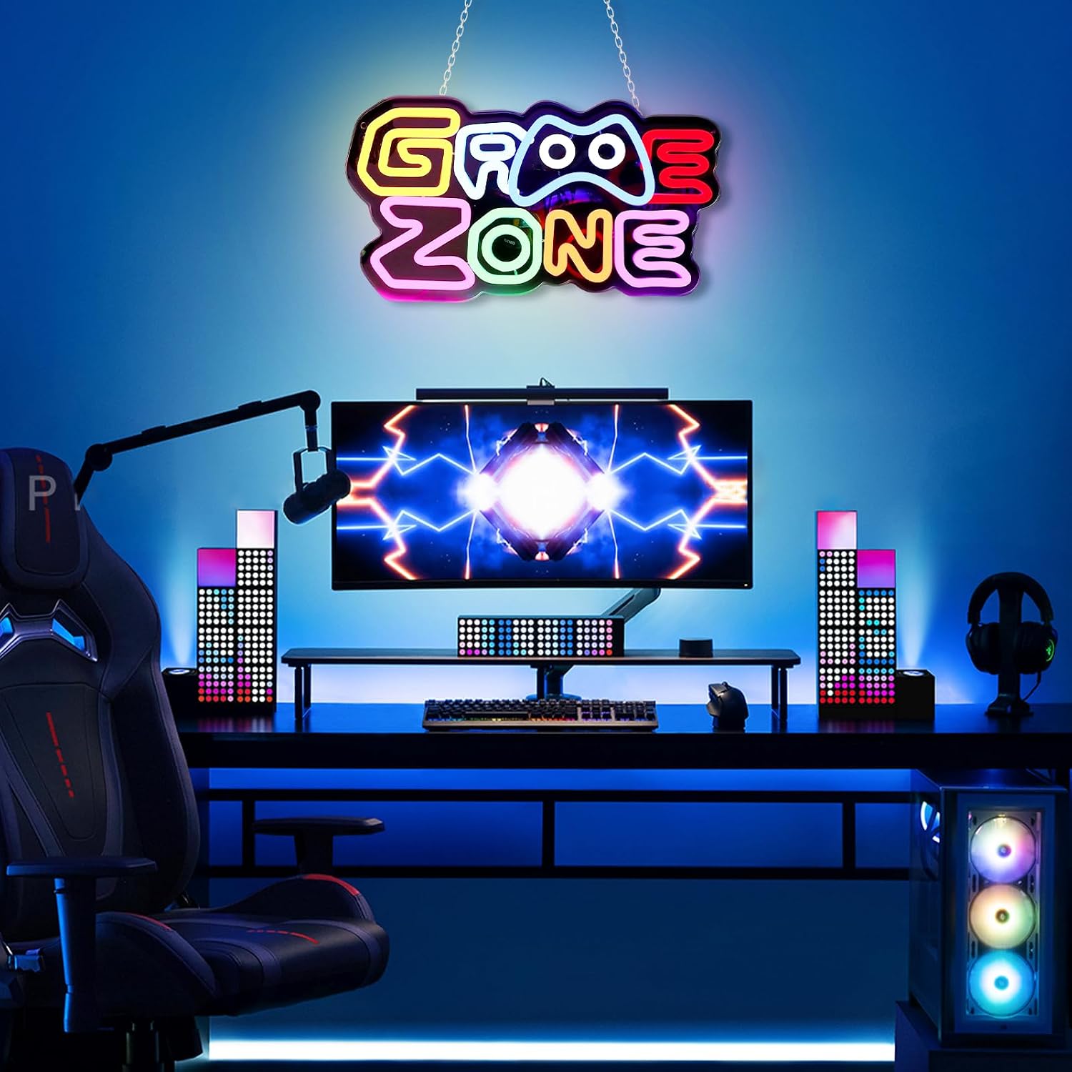 Detalle 2 de BAIFULAI WK917 Game Zone LED-neonbord, USB, meerkleurig en dimbaar