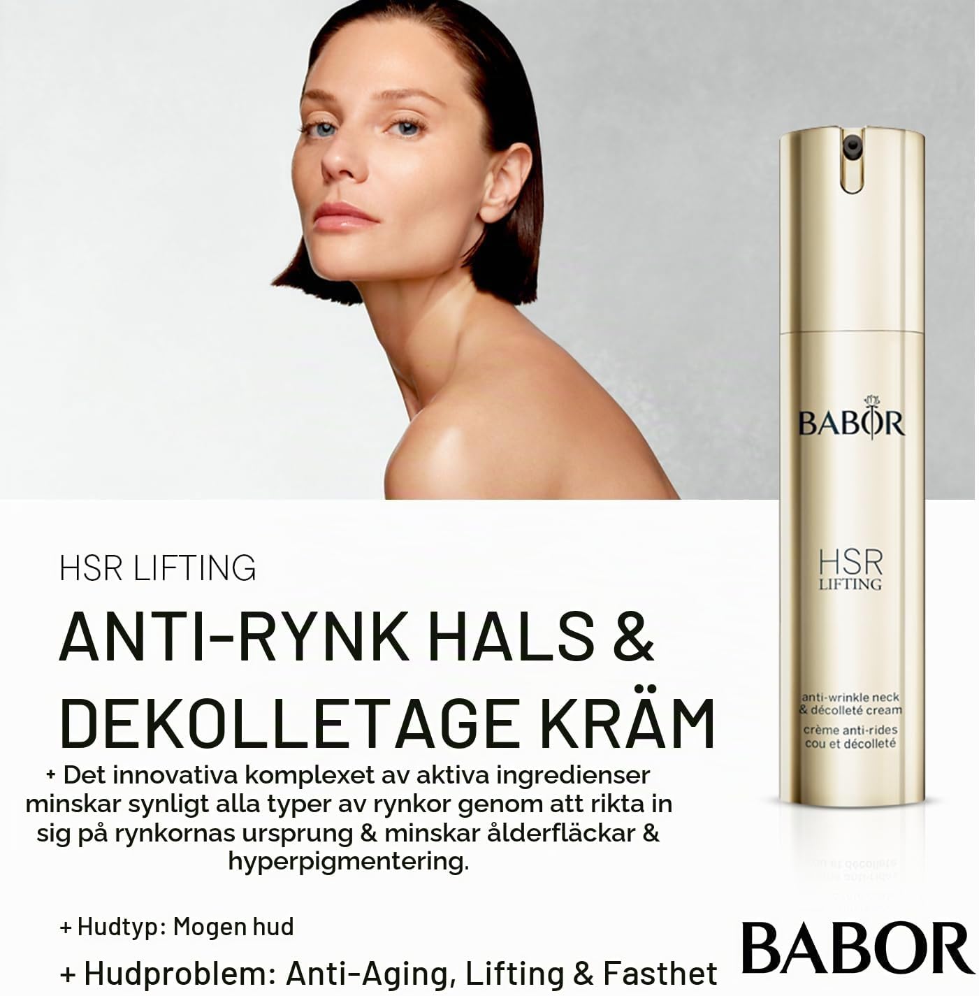 Detalle de BABOR HSR rynkkräm för hals och dekolletage med sheasmör och panthenol