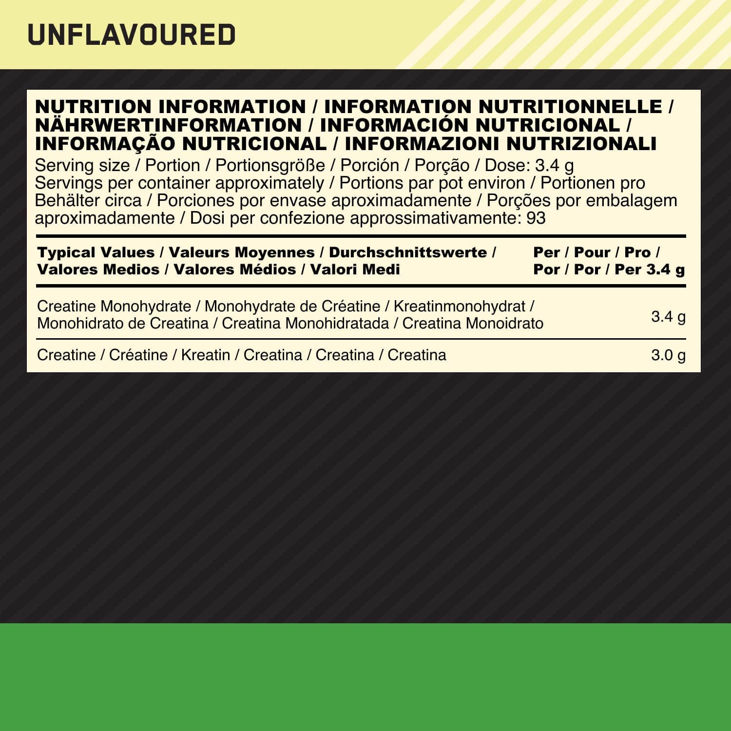 Detalle 2 de Optimum Nutrition Mikronisiertes Kreatin Pulver – geschmacksneutral, 317 g (93 Portionen)