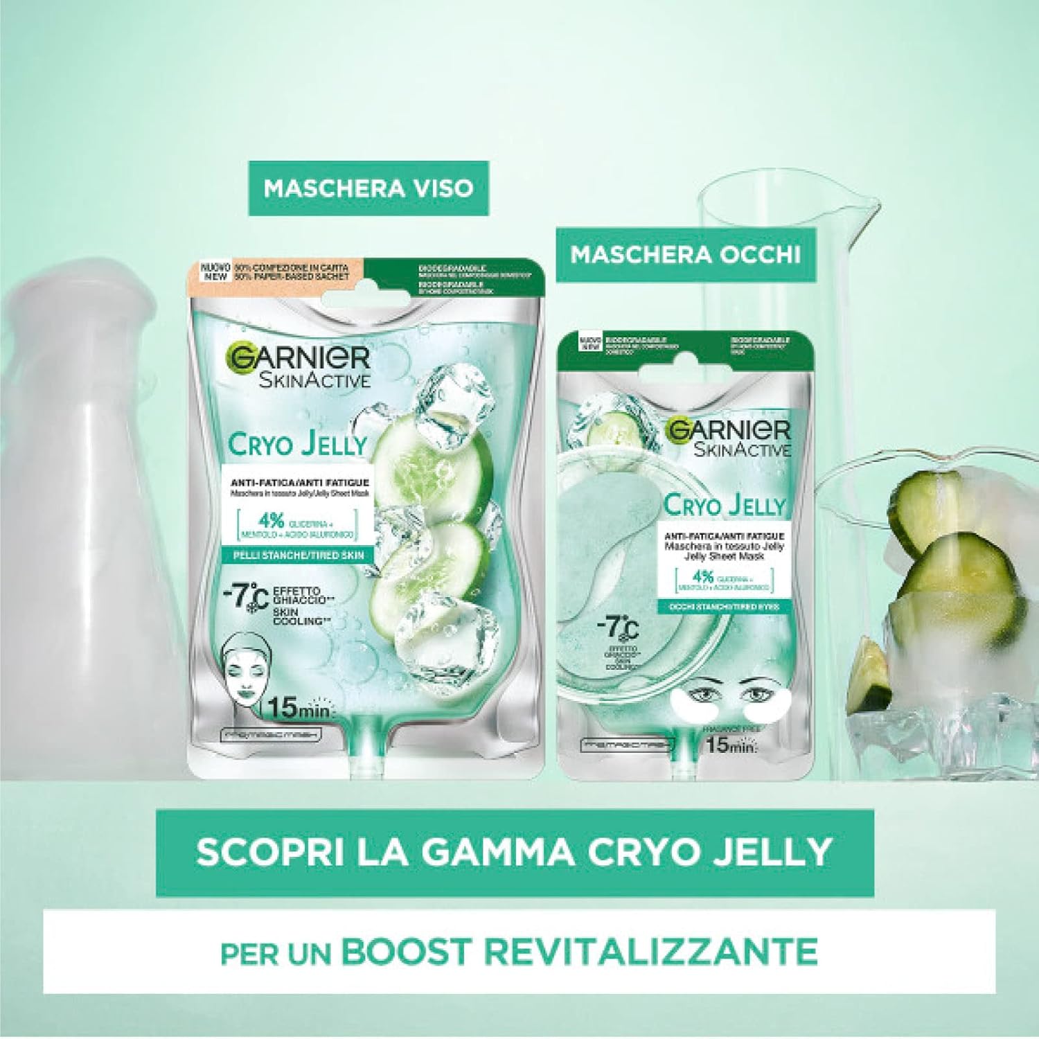 Detalle de Masque yeux en tissu HYALURONIC CRYOJELLY anti-fatigue (5 gr)