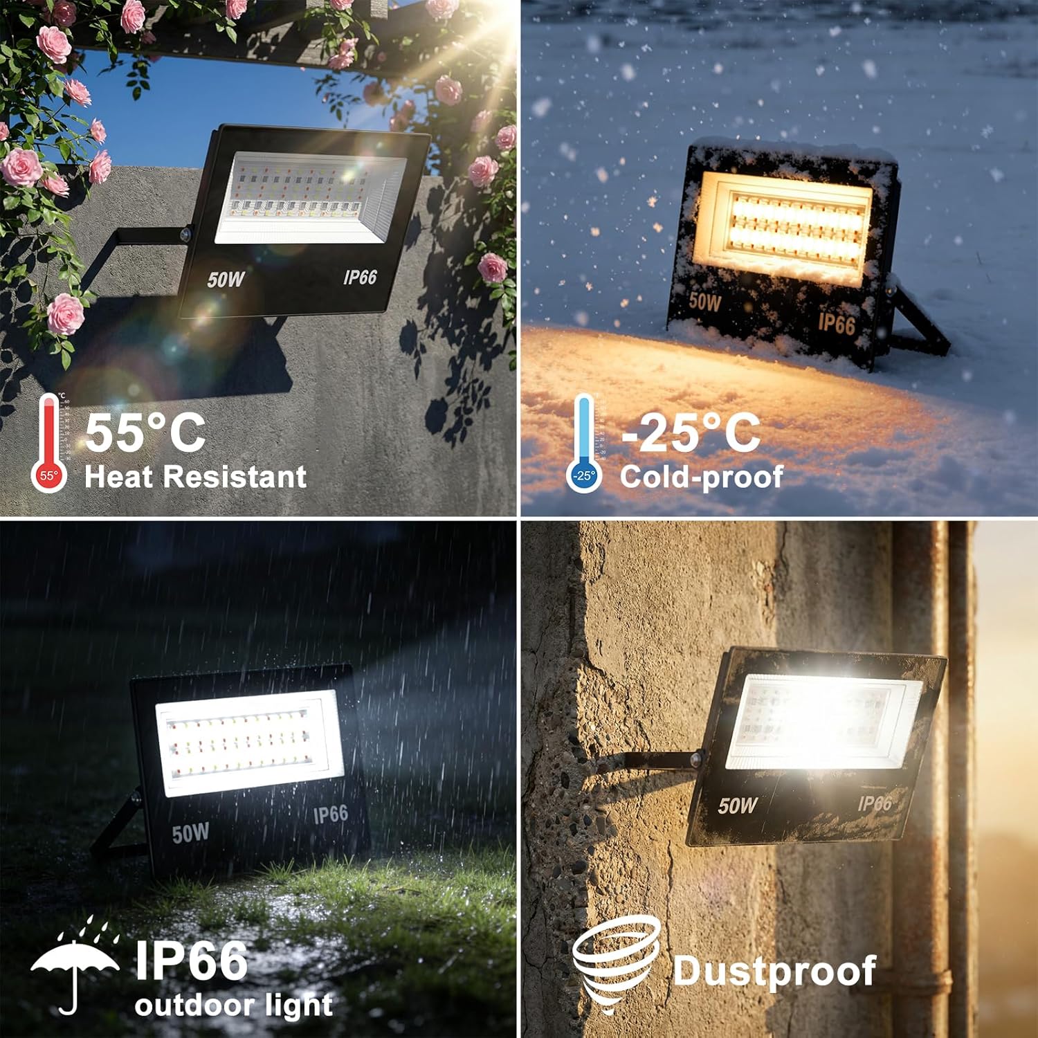 Thumbnail 5 de Flood Lights Outdoor 50W Smart RGB LED Floodlight (4 Pack) with Remote & Bluetooth App Control