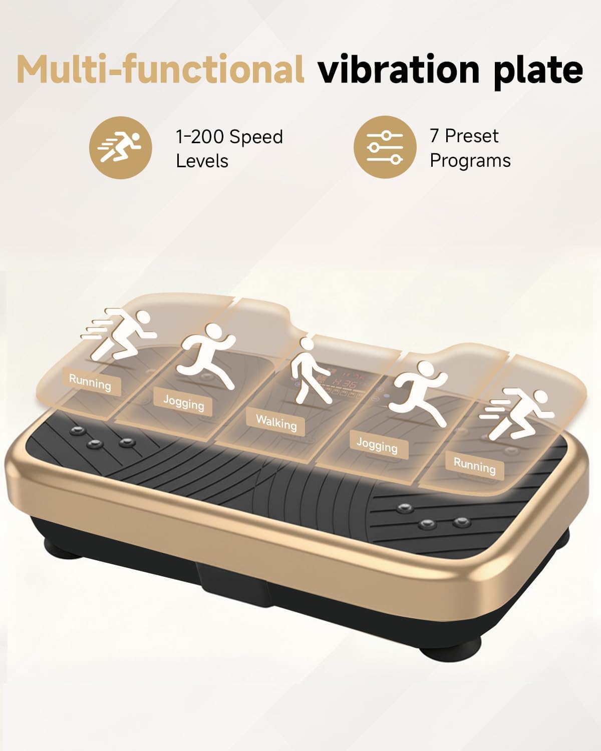 Detalle de WATEYA RC-CFM-V71(Elegant Gold) Vibration Plate, 200 Speeds & 7 Modes