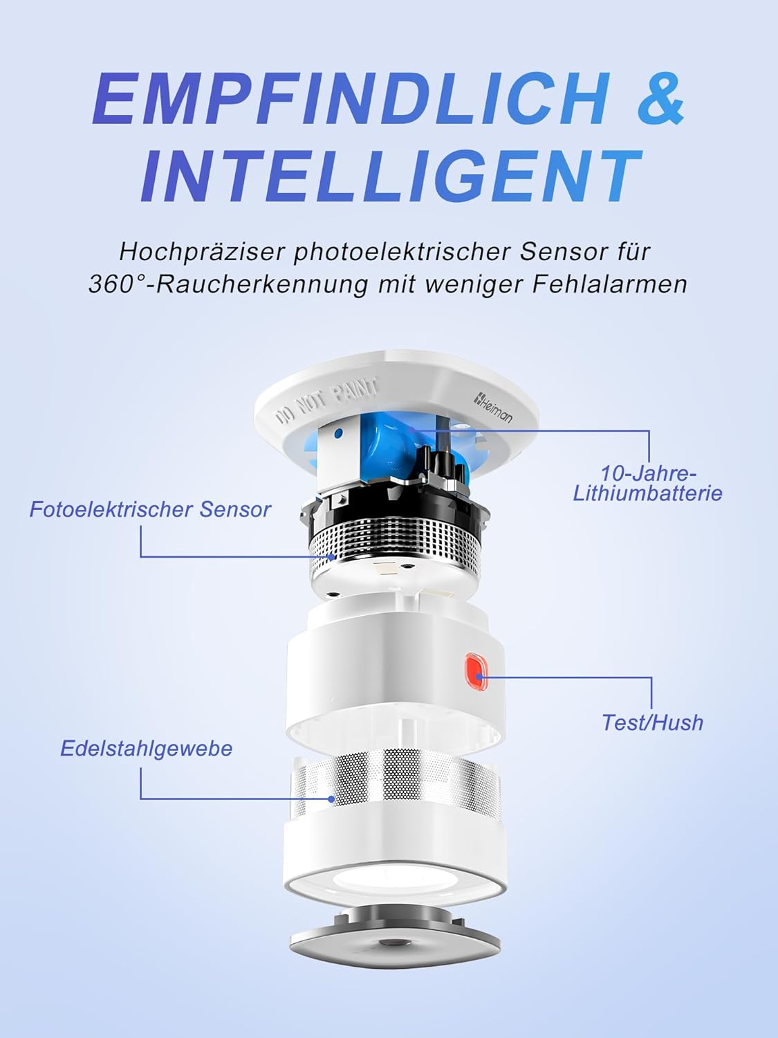 Thumbnail 5 de HEIMAN Mini Rauchmelder 3er Set – Red Dot Design Award, 10 Jahre Batterielaufzeit