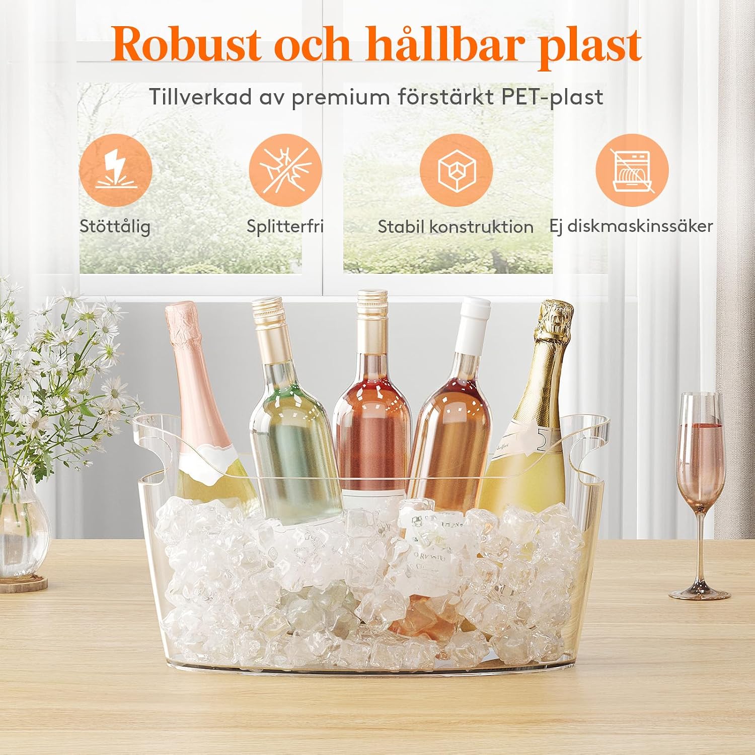Detalle de Lifewit 24495 champagnekylare, 6,5 l i PET med handtag och isskopa
