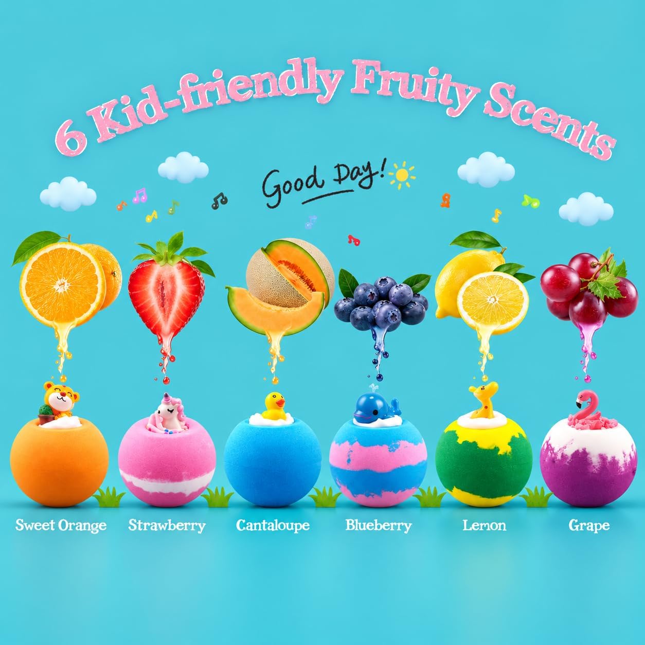 Detalle de Aofmee AOBB6T Kids’ Bath Bombs, 6-Pack with Surprise Toys