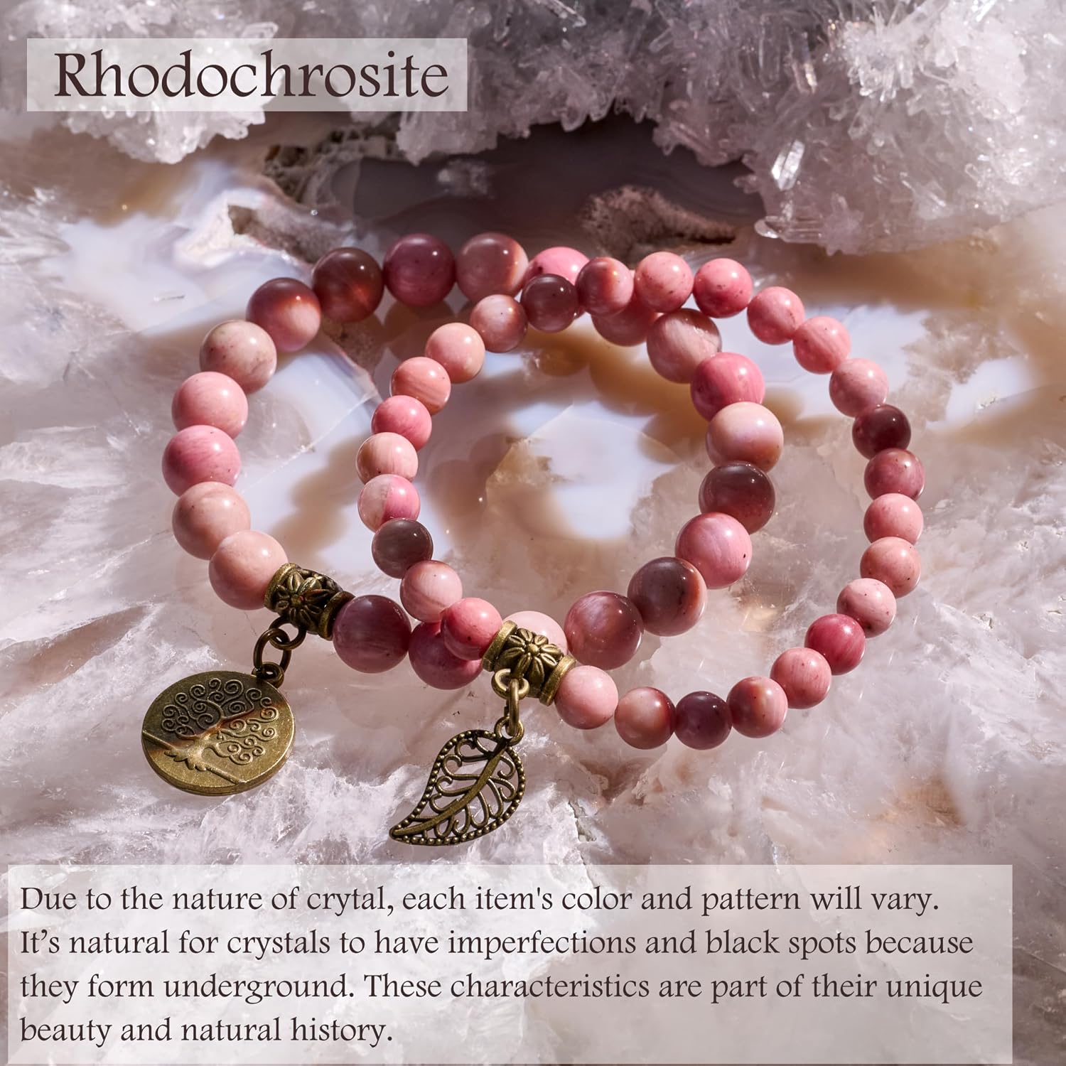 Detalle de Farfume Chakra Bracelets for Women (Crystal & Natural Gemstone) – Double Bracelet Set