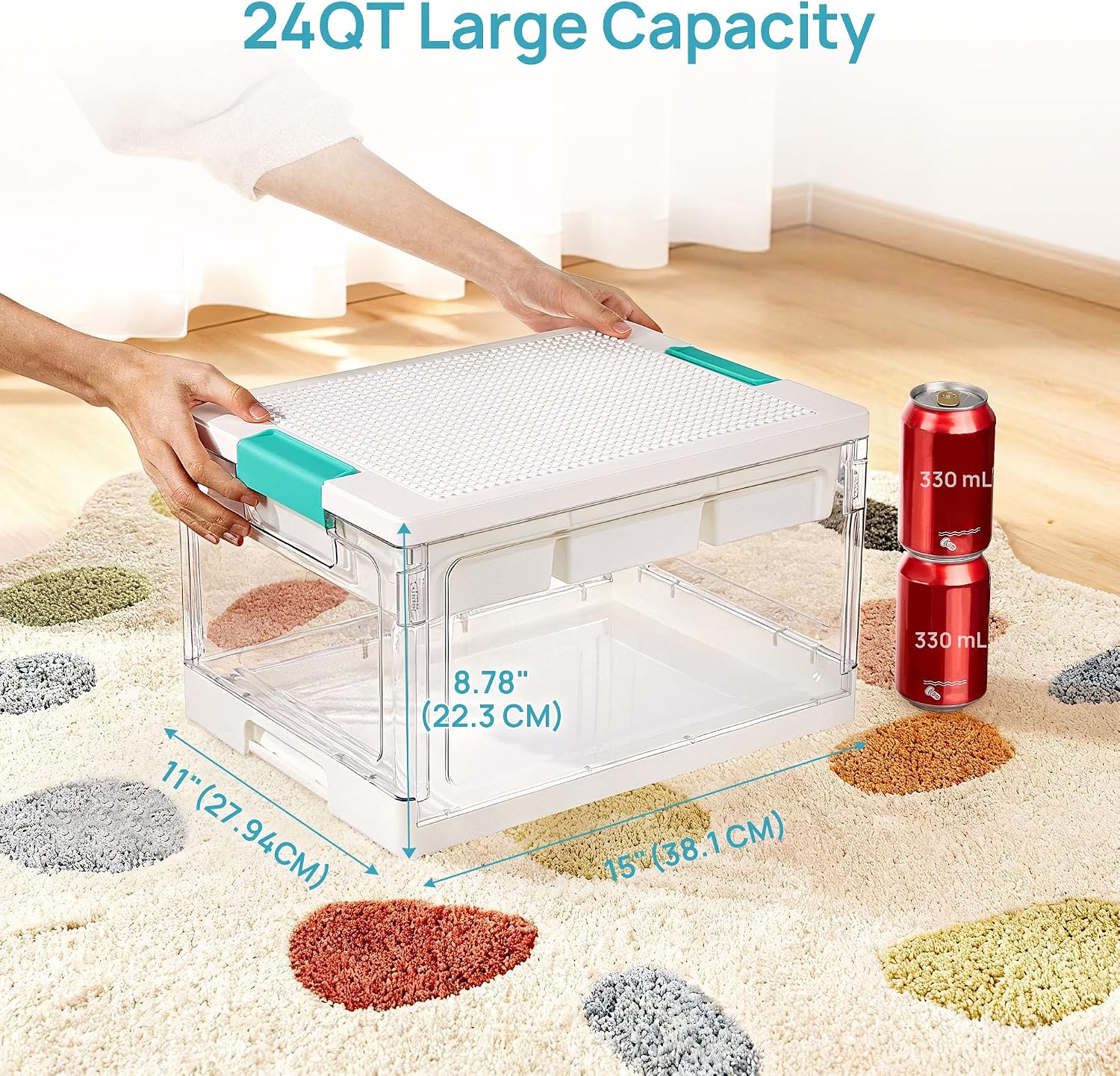 Detalle de Vtopmart SBVT0017AMUS 24-Quart Clear Storage Box with Building Baseplate Lid