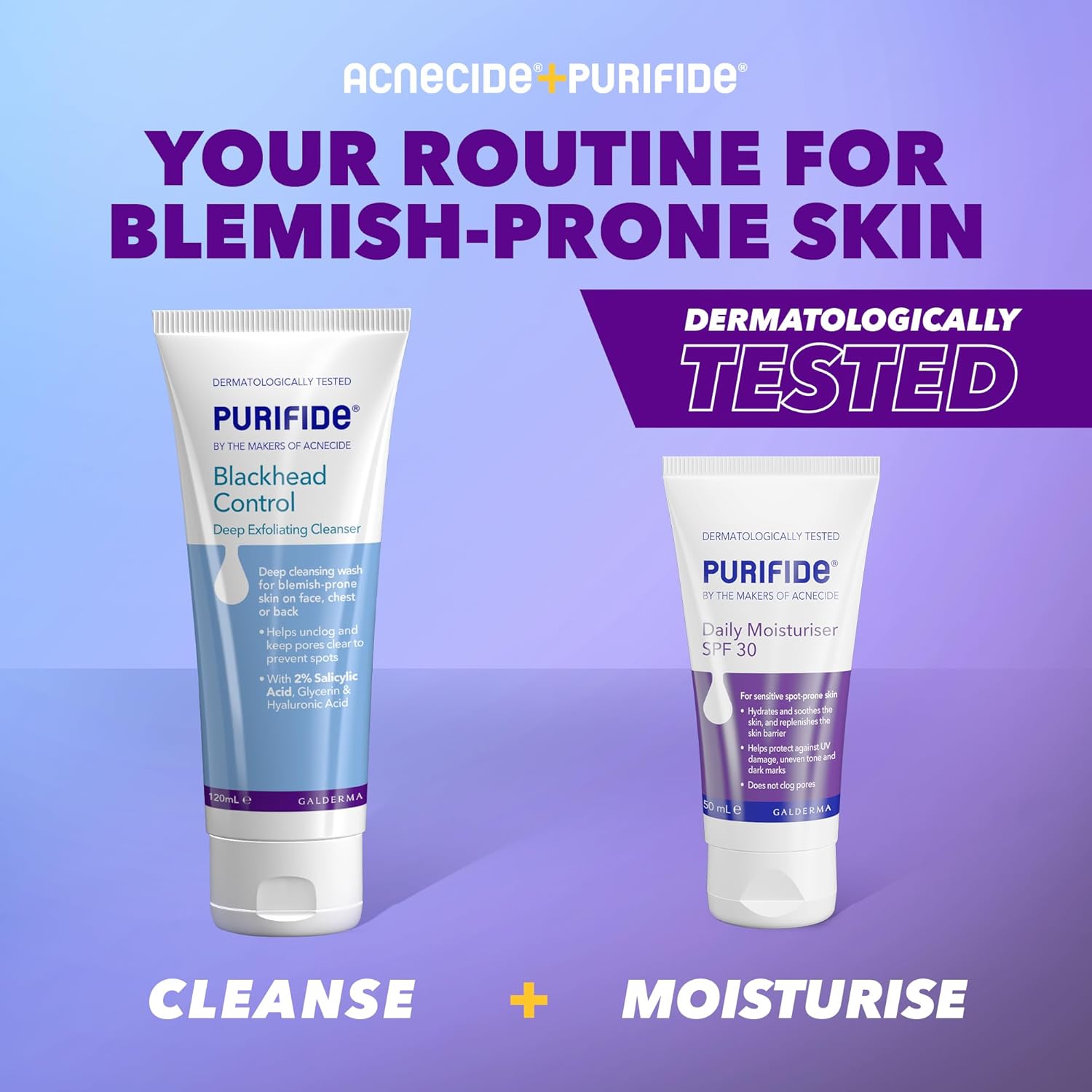 Detalle de Purifide by Acnecide Blackhead Control Face Wash – Deep Exfoliating Cleanser for Acne‑Prone Skin (120ml)