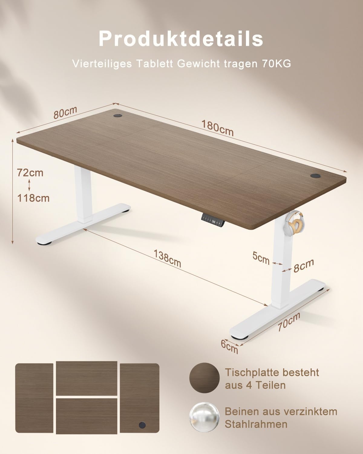 Thumbnail 1 de TRIUMPHKEY Scrivania Elettrica 180x80 cm 📚
