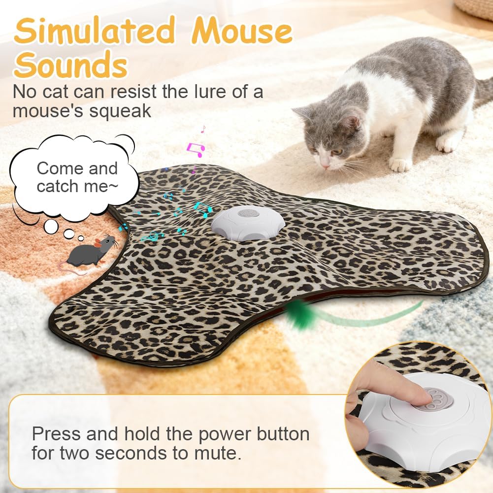 Detalle de AUYAO Jouet Interactif pour Chat – Chasse à plume et souris qui couine, rechargeable