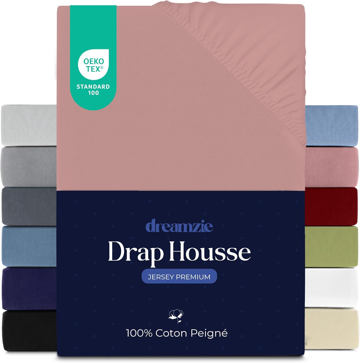 Thumbnail 6 de Dreamzie Drap-housse 160x200 cm en jersey 100% coton premium (hauteur jusqu’à 27 cm) – Gris