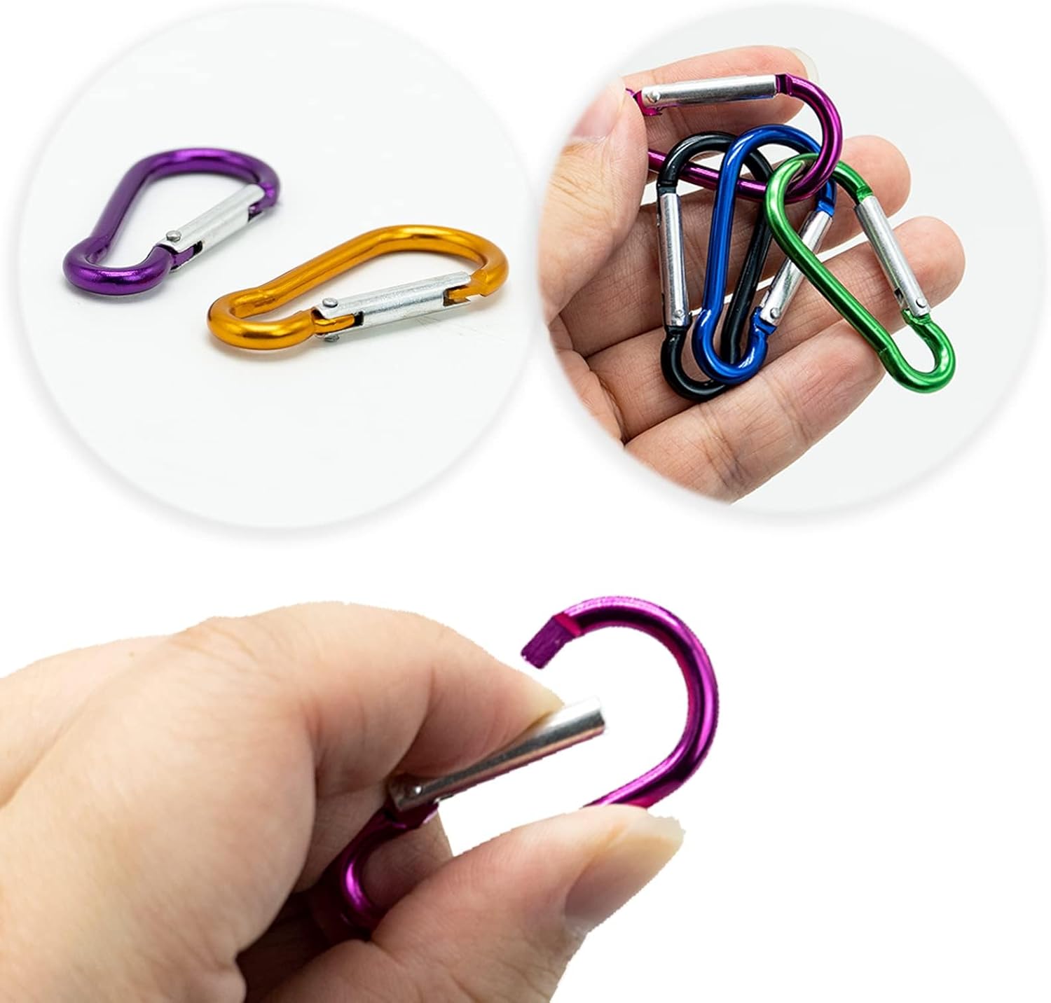 Detalle de 10 Pcs Carabiner Clip 46mm Multicolor Locking Key Chain Clips
