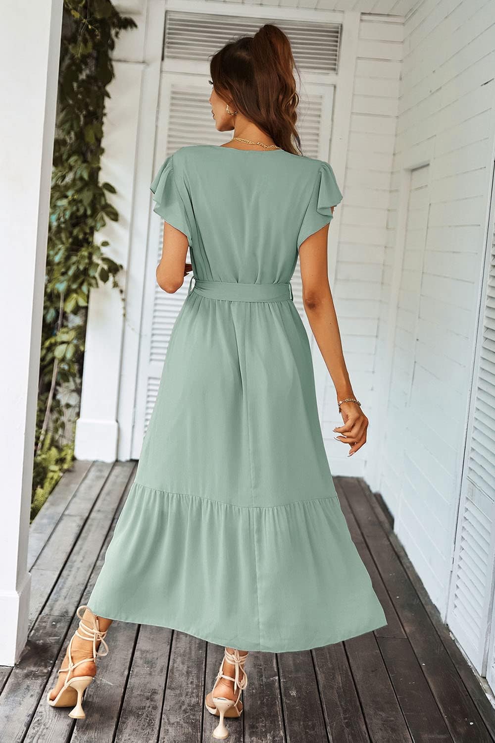 Thumbnail 2 de PRETTYGARDEN SF_MAS100_P_S Floral Boho Maxi Dress, Chiffon, Wrap V-Neck
