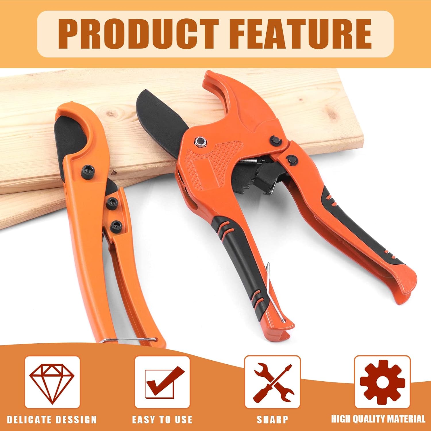 Thumbnail 3 de Tanstic 2-piece ratchet PVC pipe cutter & PEX straight cut cutter set (1-5/8" & 1-3/8" max opening)