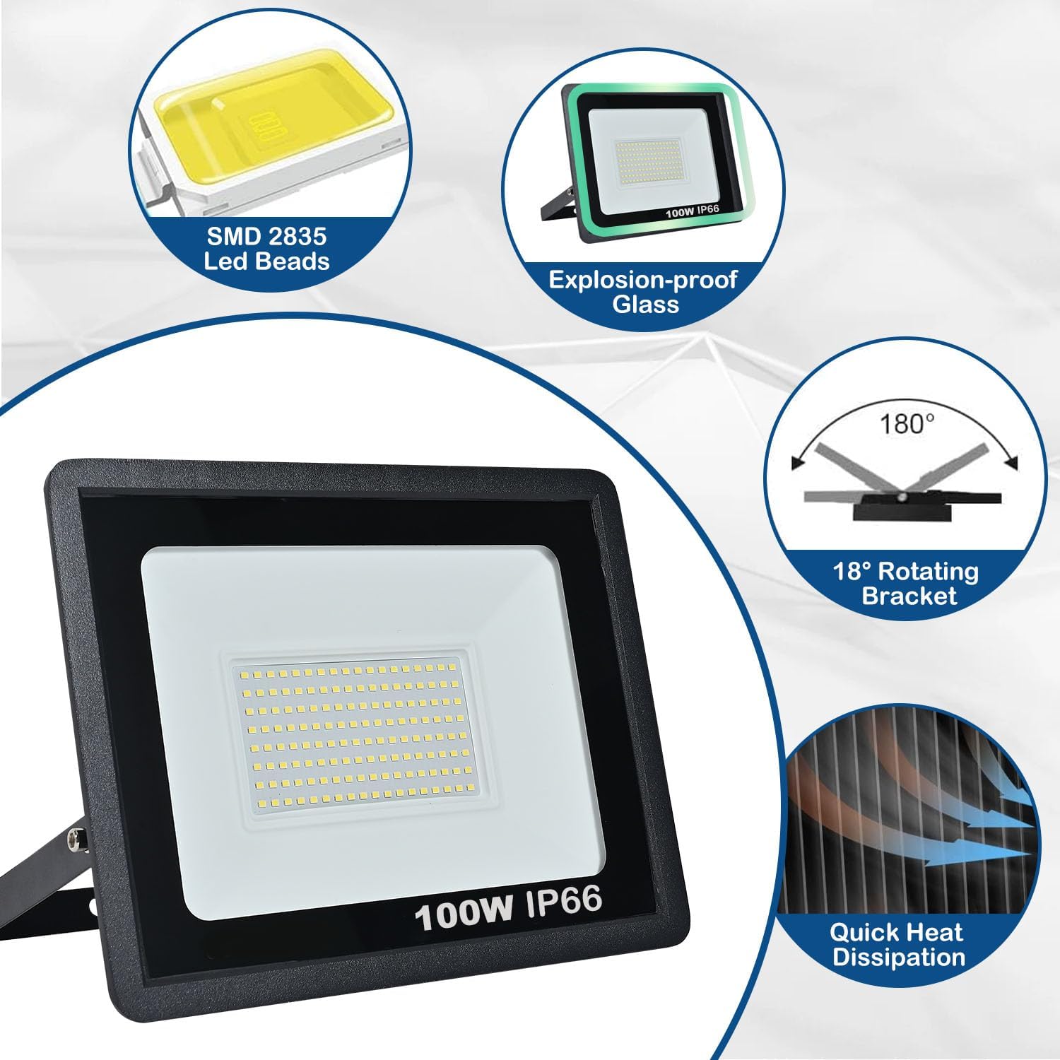 Thumbnail 1 de Niserelesa Focos LED 100W IP66 Exterior💡 Blanco 6500K