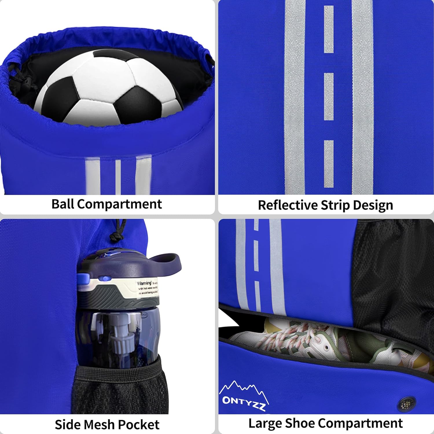 Thumbnail 3 de ONTYZZ wasserdichter Rucksack mit Kordelzug und Schuhfach – Sport- & Tagesrucksack für Gym, Schwimmen & Co.