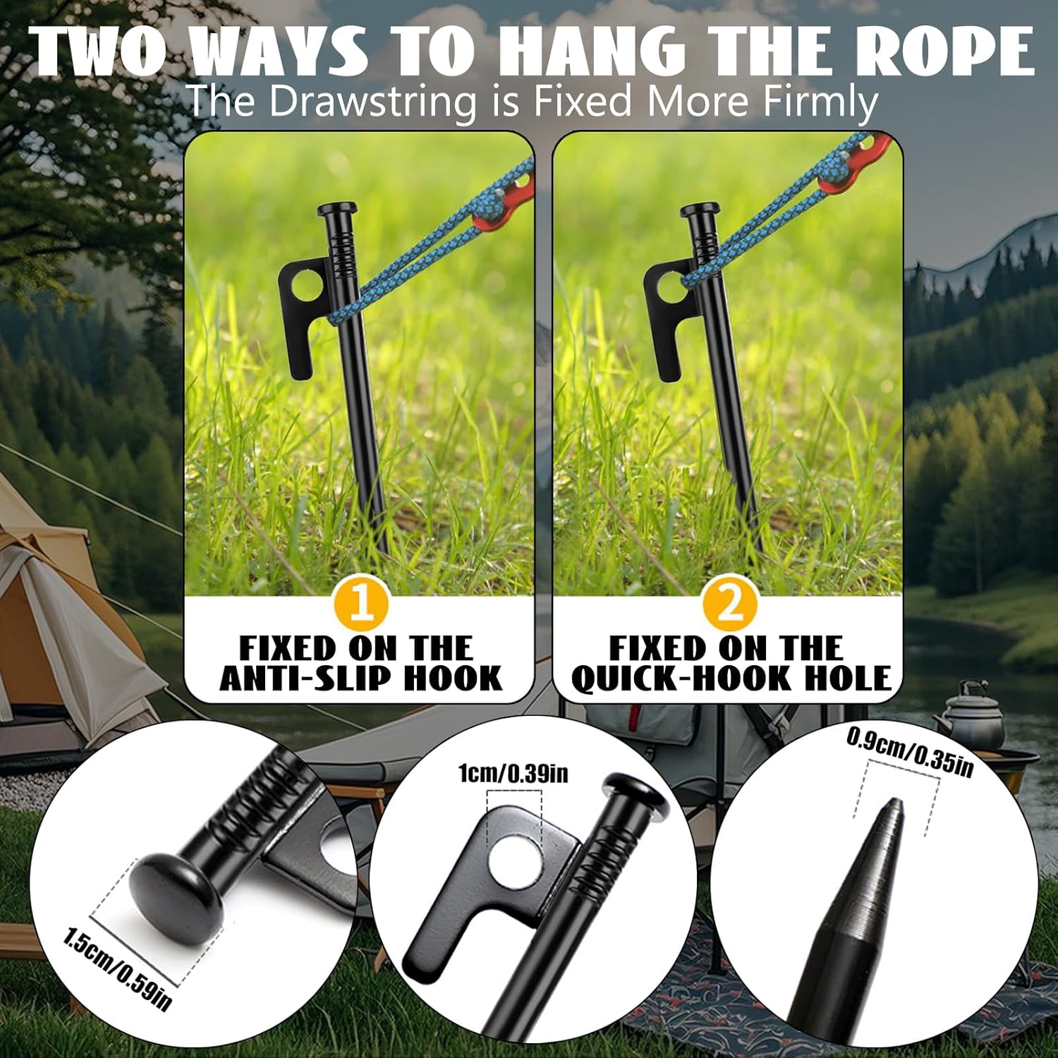 Thumbnail 5 de Goldmiky Zeltheringe Stahl Erdanker 30 cm – stabile Heringe mit Haken und Loch