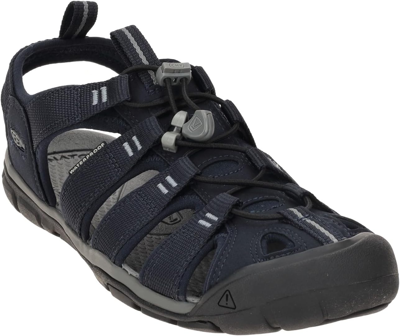 Detalle de KEEN Clearwater CNX Black/Gargoyle schwarz – vielseitige Wassersandale mit breitem Vorfuß und robustem Grip