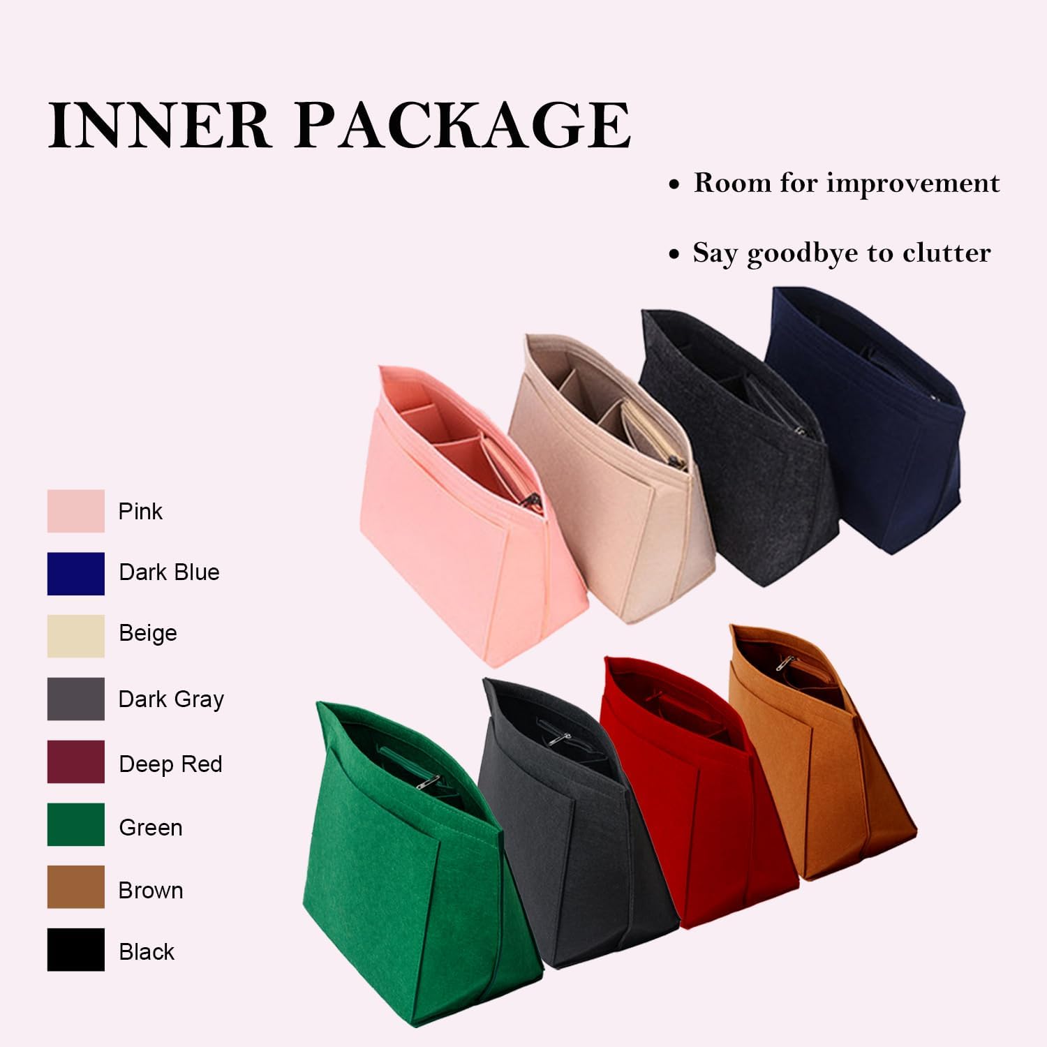Detalle 2 de D.DUO Organizer per borsa: organizer multi-tasca in feltro per interni Longchamp ( Nero, Medium )