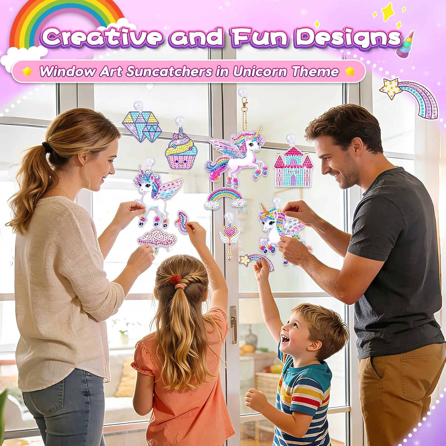 Thumbnail 4 de Gifts for 5–10 Year Old Girls: Diamond Unicorn Arts & Crafts Kit for Window Sun Catchers