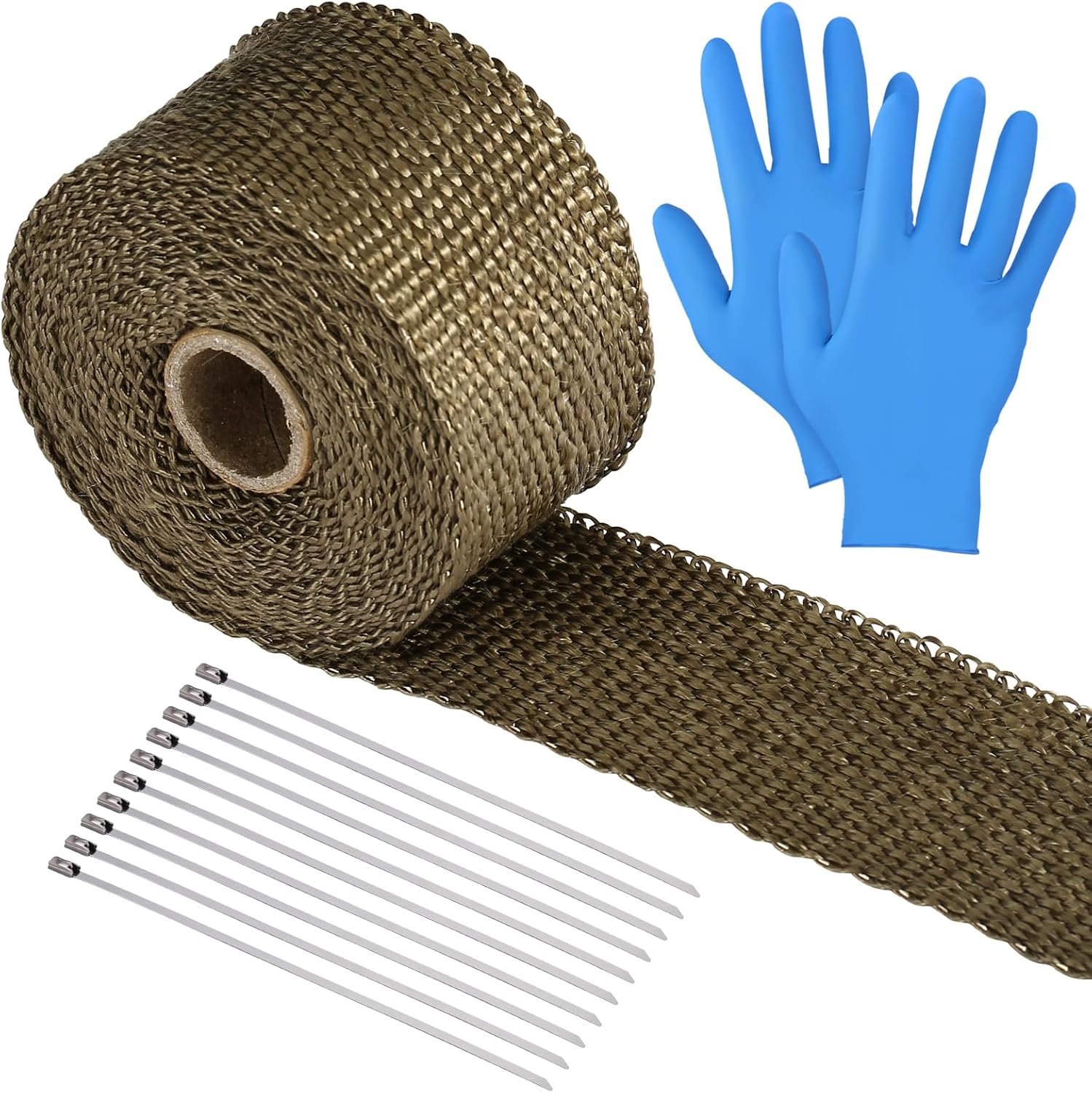 Thumbnail 3 de LIHAO Hitzeschutzband aus Basaltfaser (15 m) für Fächerkrümmer – mit Kabelbindern und Handschuhen