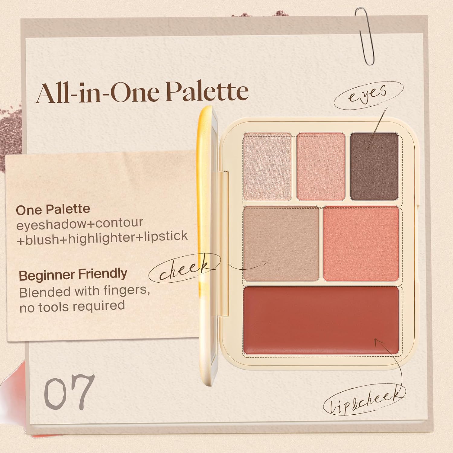 Thumbnail 2 de JOOCYEE 6 Color Multi-Use Face Palette Peach Look, 5-in-1 Makeup Kit