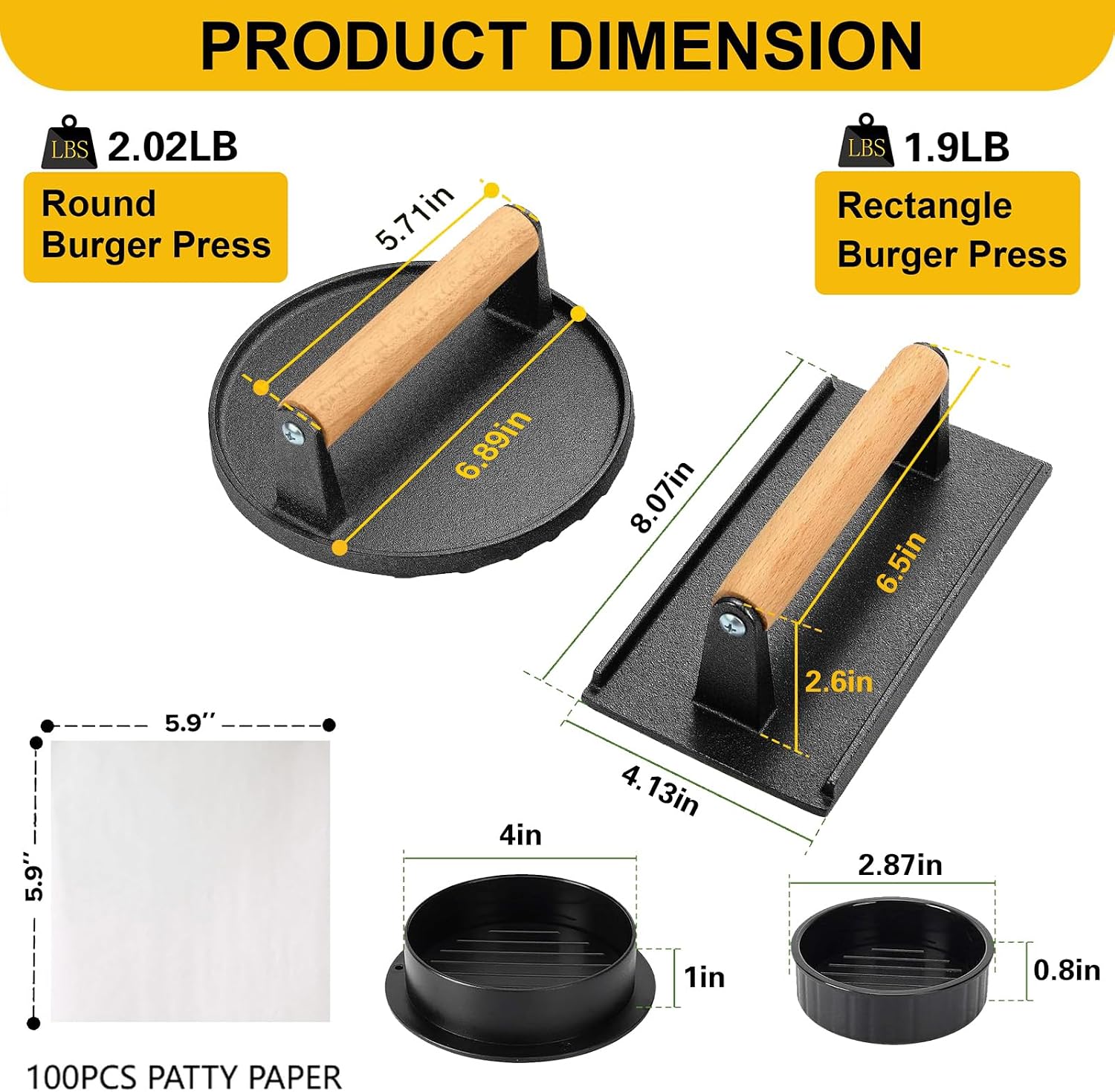 Thumbnail 1 de Smash Burger Press Kit Cast Iron