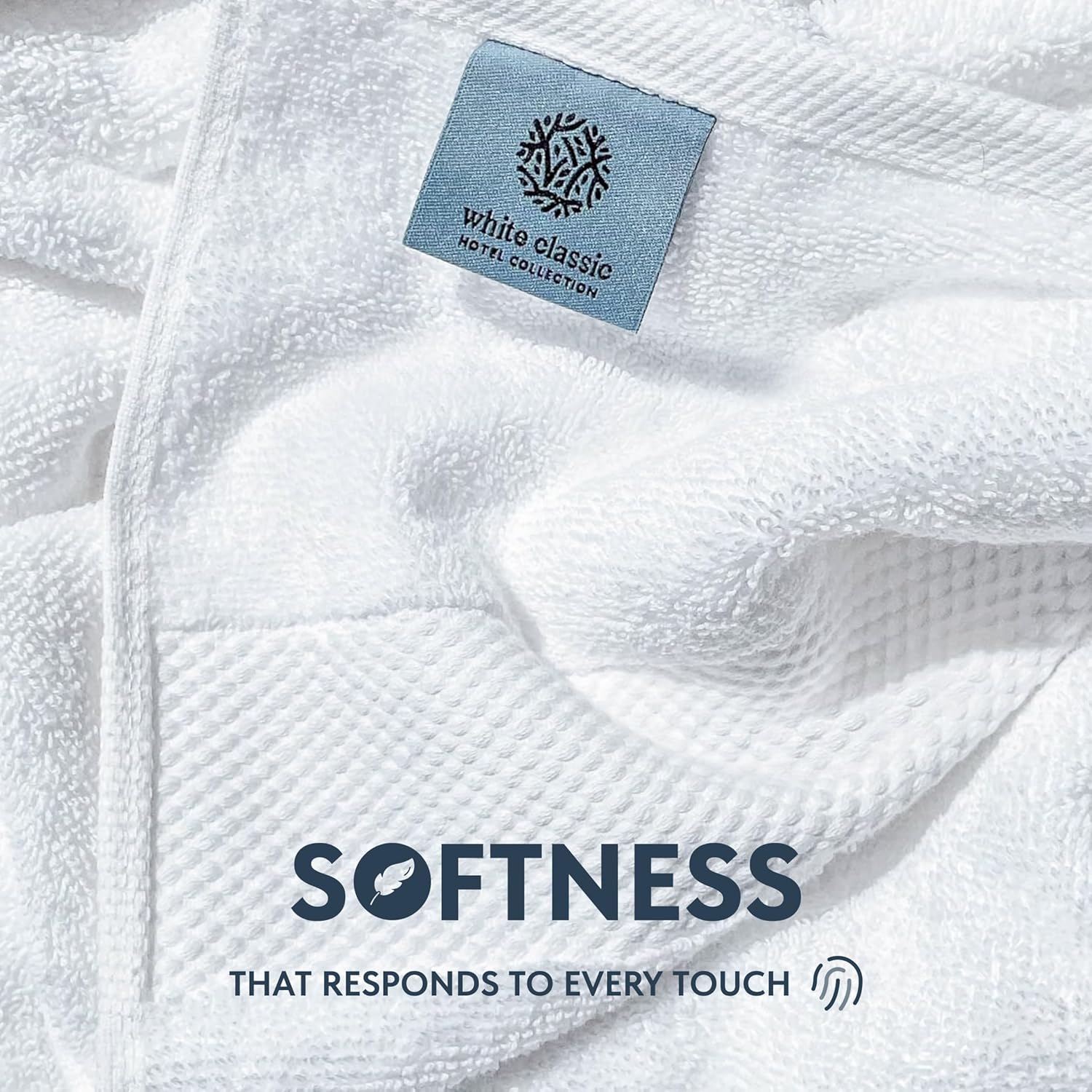 Detalle de Luxury White Hand Towels - 100% Turkish Cotton, 16x30 inches (Set of 6)