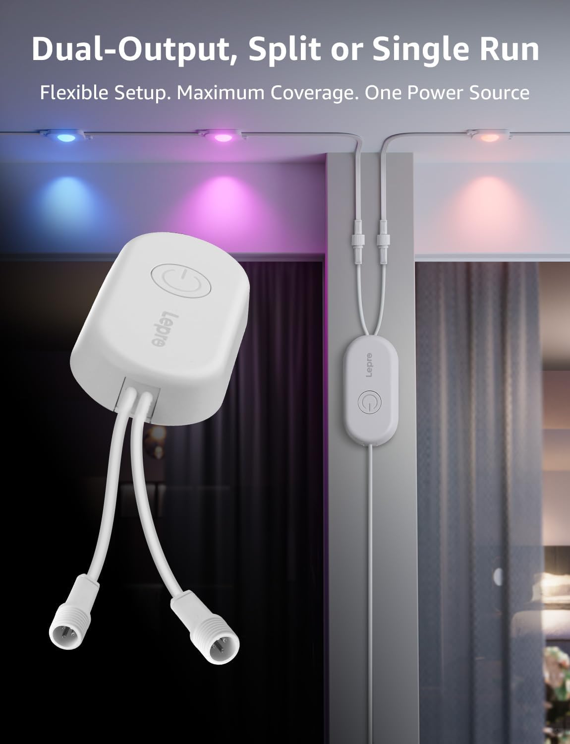Thumbnail 1 de Lepro EE1-30 AI Permanent Outdoor Lights, 50 ft RGB+IC, Dual Output