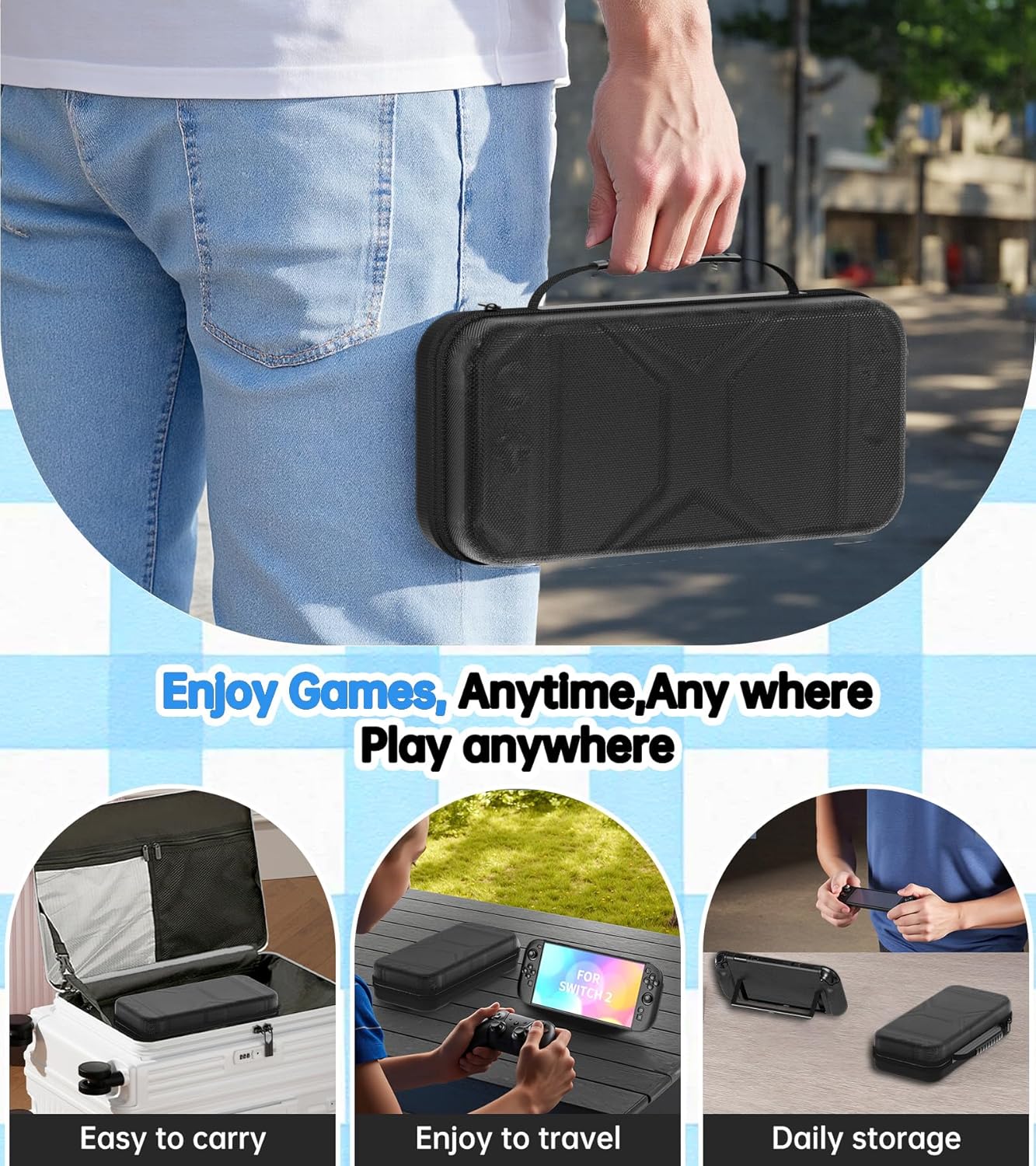 Thumbnail 6 de QUAGGY Tragetasche für Nintendo Switch 2 (2025) – 3-in-1 Zubehörset mit Schutzglas & Kartenfächern, schwarz