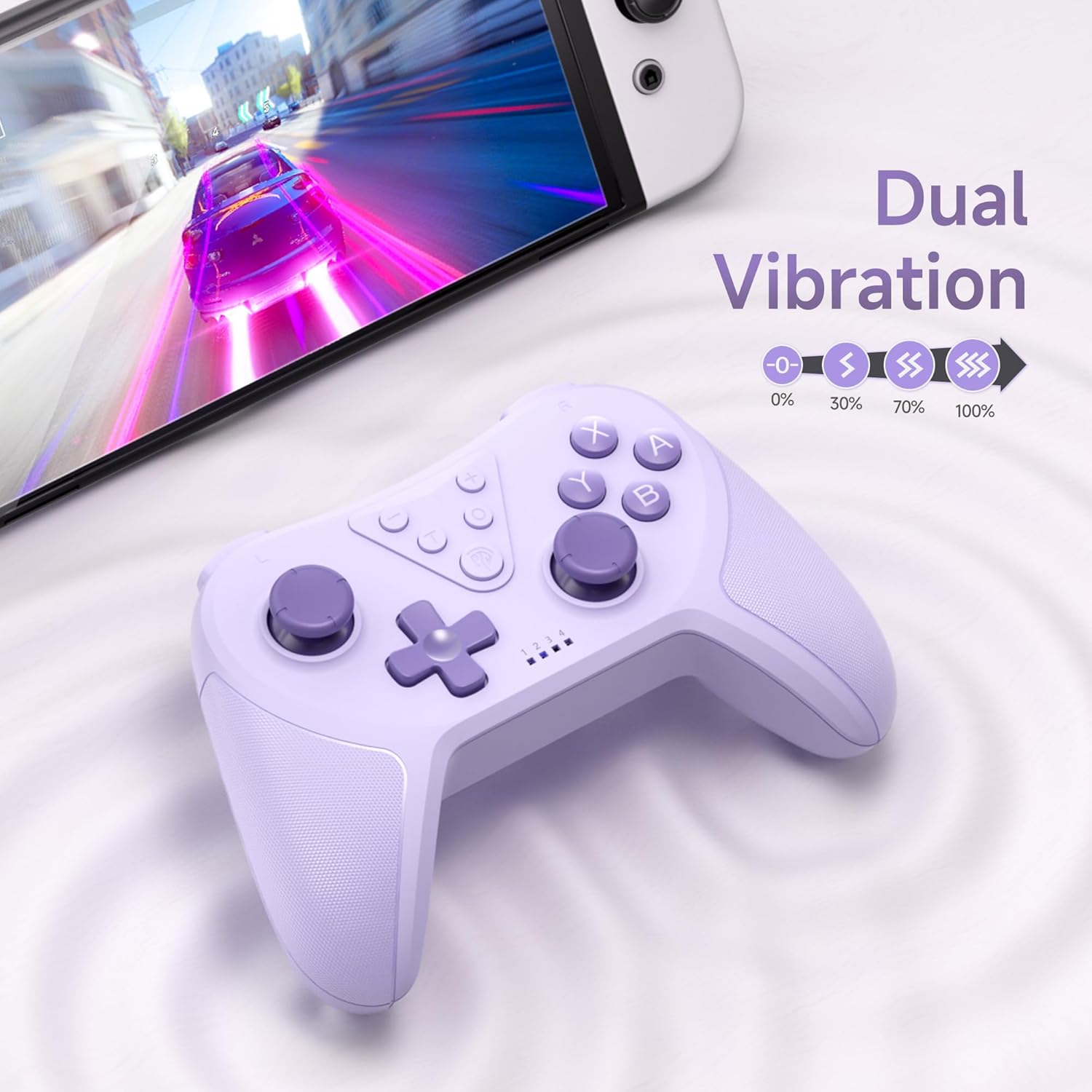 Detalle de EasySMX Controller for Switch Pro – Bluetooth Wireless, 6-Axis, 4 Programmable Back Buttons, Purple