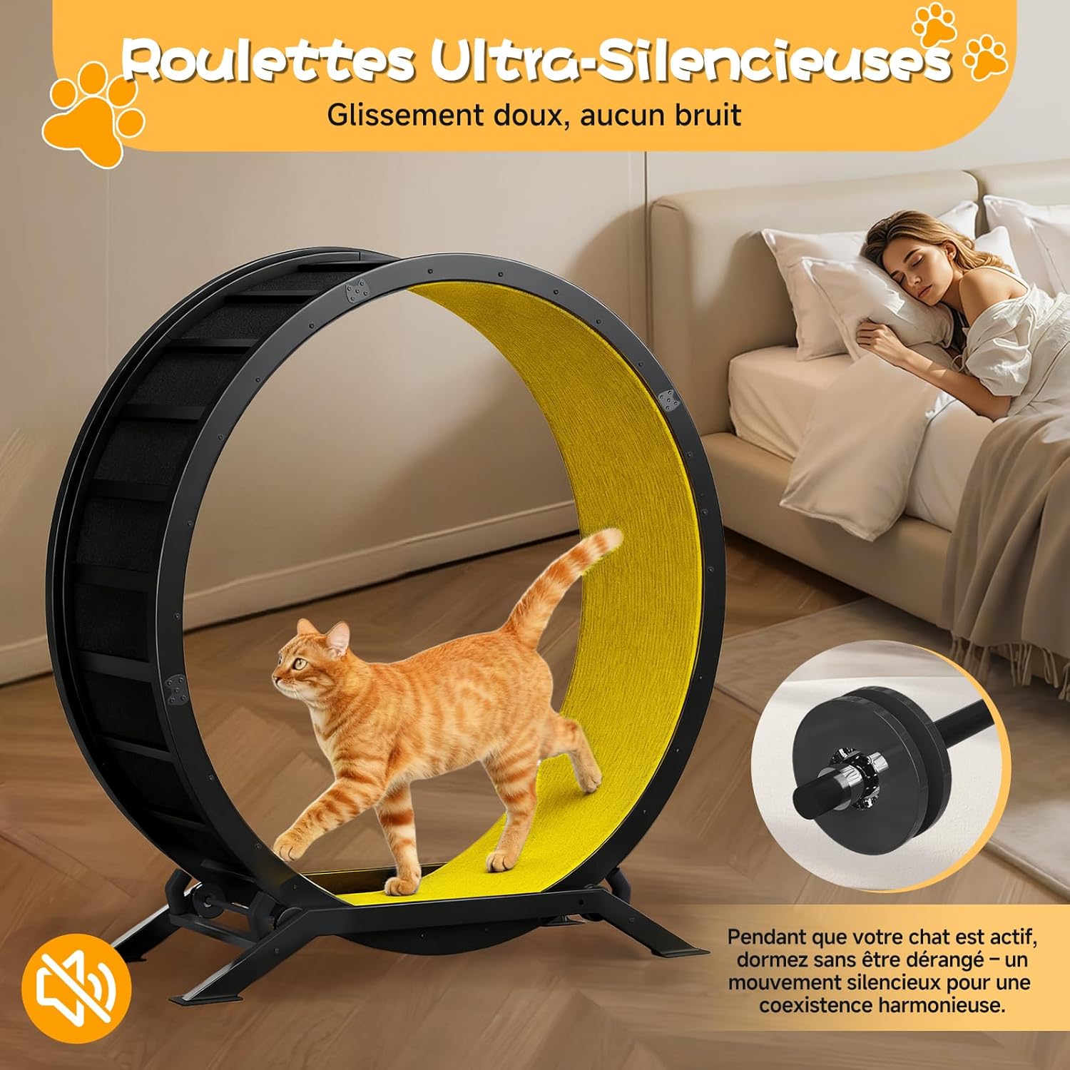 Thumbnail 1 de GTPLAYER Roue pour Chat XL 100 cm – Roue d'exercice silencieuse avec tapis amovible
