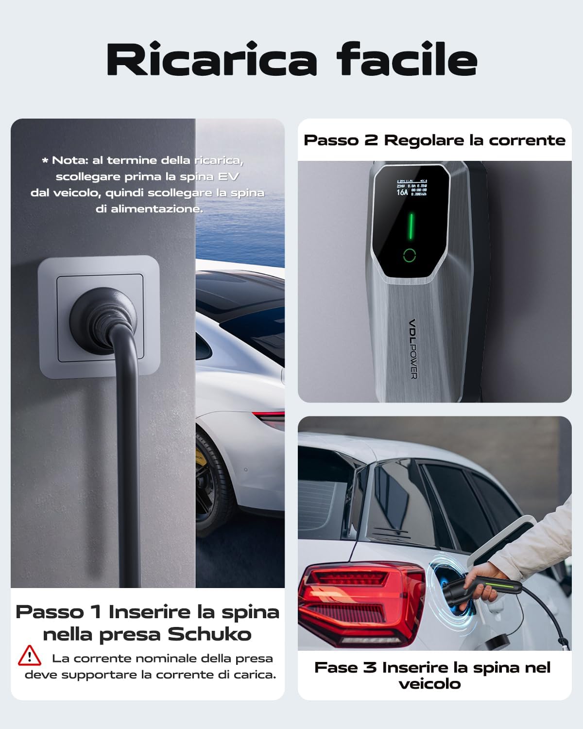 Thumbnail 6 de VDLPOWEREU caricatore EV Tipo 2 3,6 kW (6–16 A) con cavo da 5 m, monofase Schuko EU, IP65